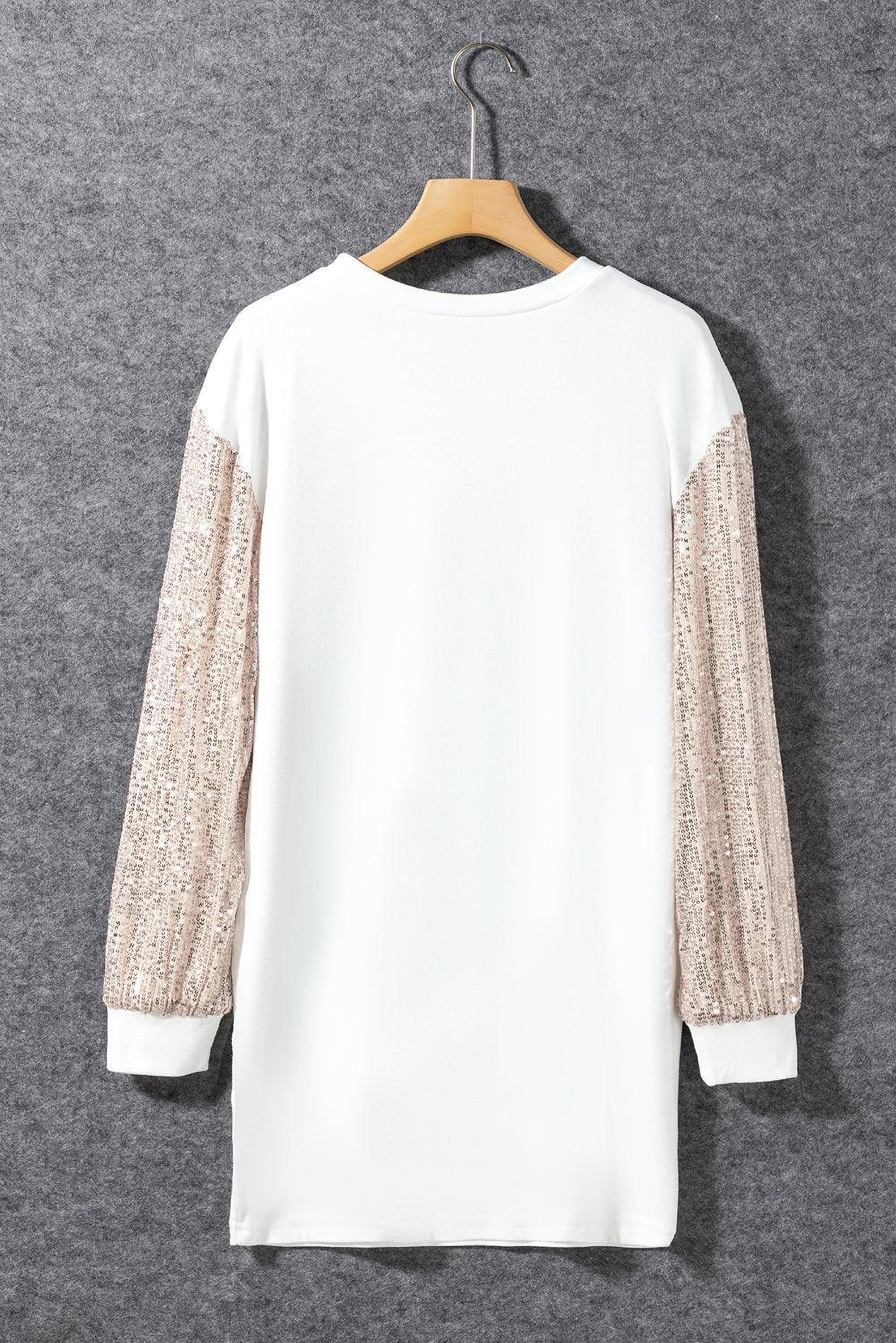 Mini-robe shift à manche bouffante avec paillettes, élégante et scintillante