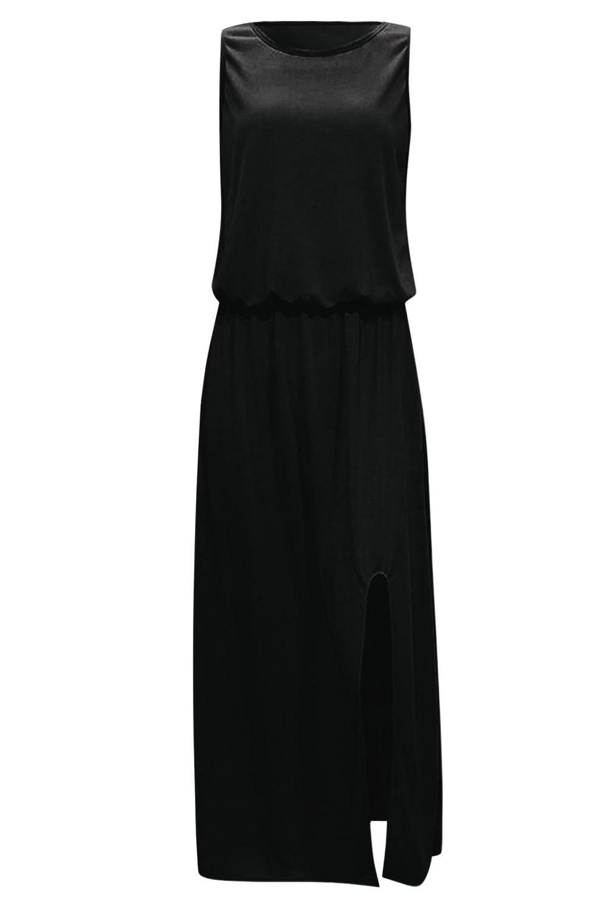 Robe maxi élégante sans manches avec une fente