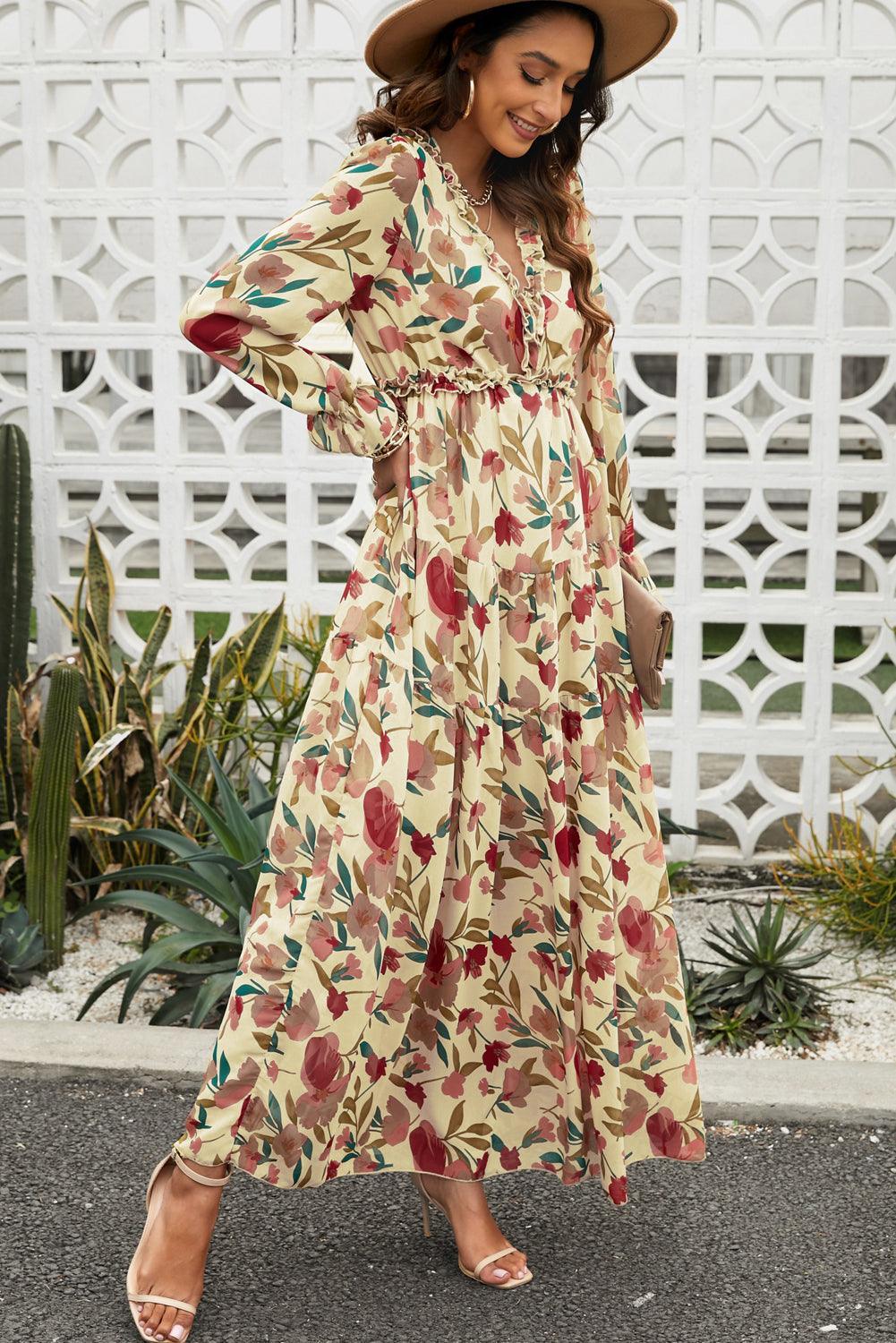 Maxi robe étagée élégante Wild Lotus pour toutes occasions