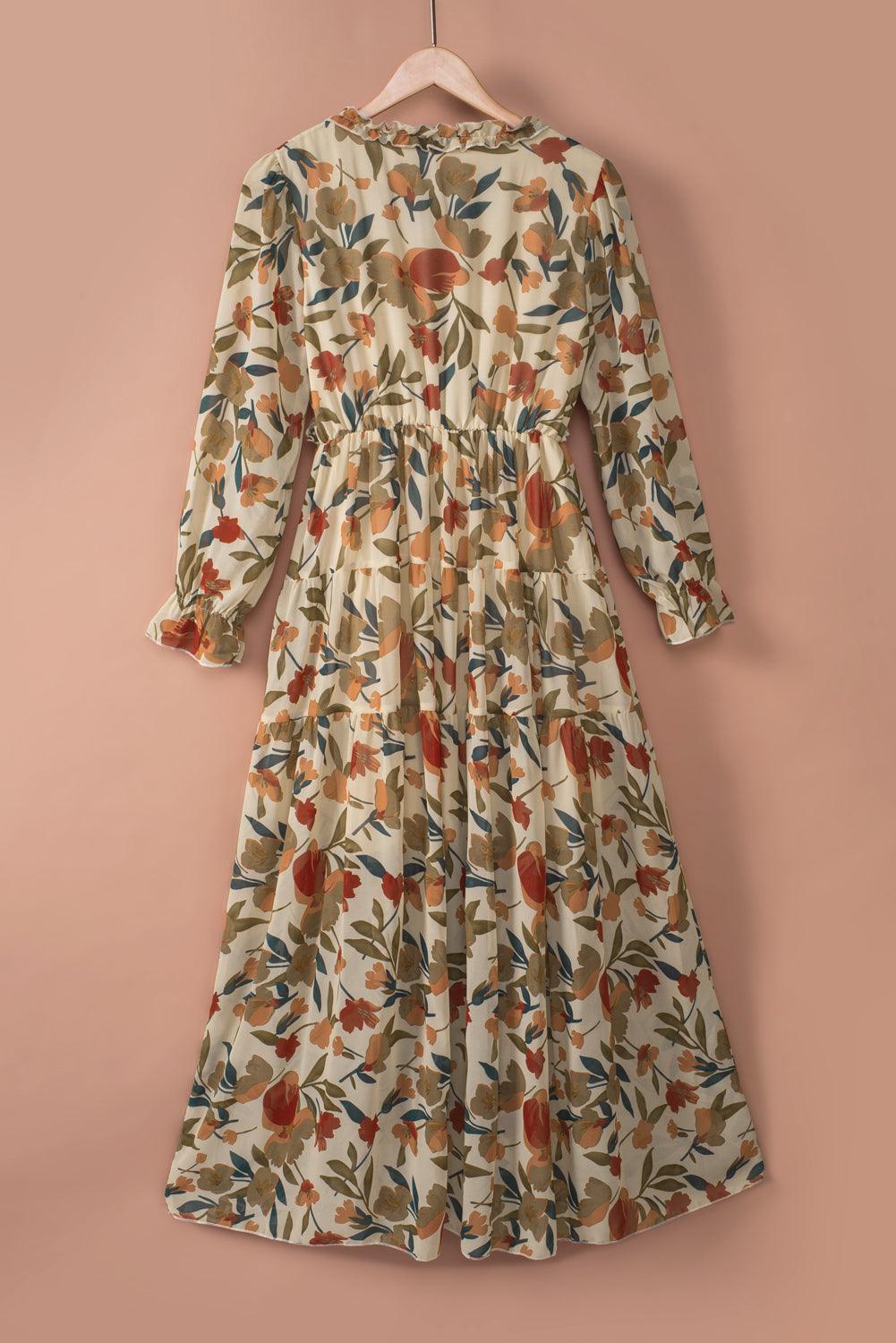 Maxi robe étagée élégante Wild Lotus pour toutes occasions