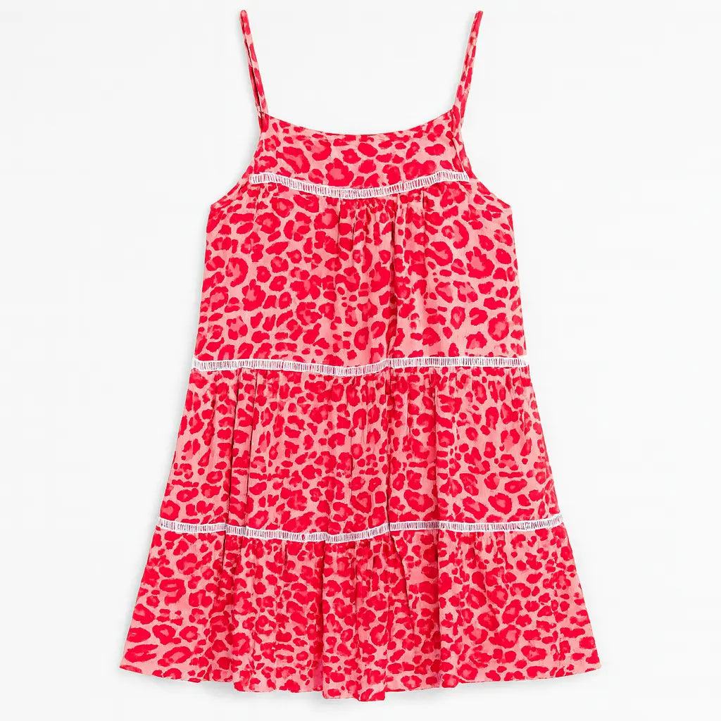 Éclat Sauvage Robe | Sundress Léopard à Finitions en Dentelle