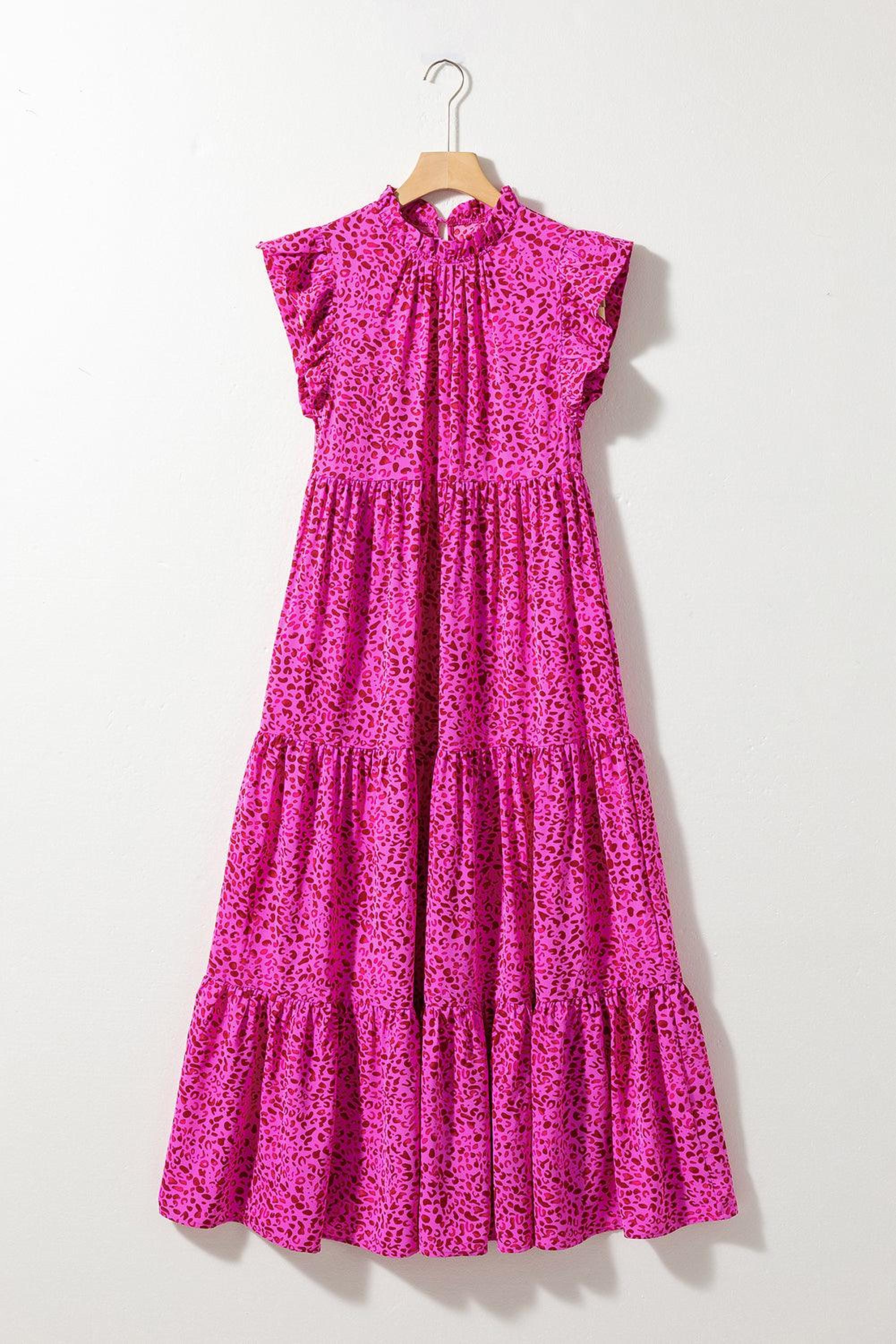 Robe maxi à motif panthère avec volants