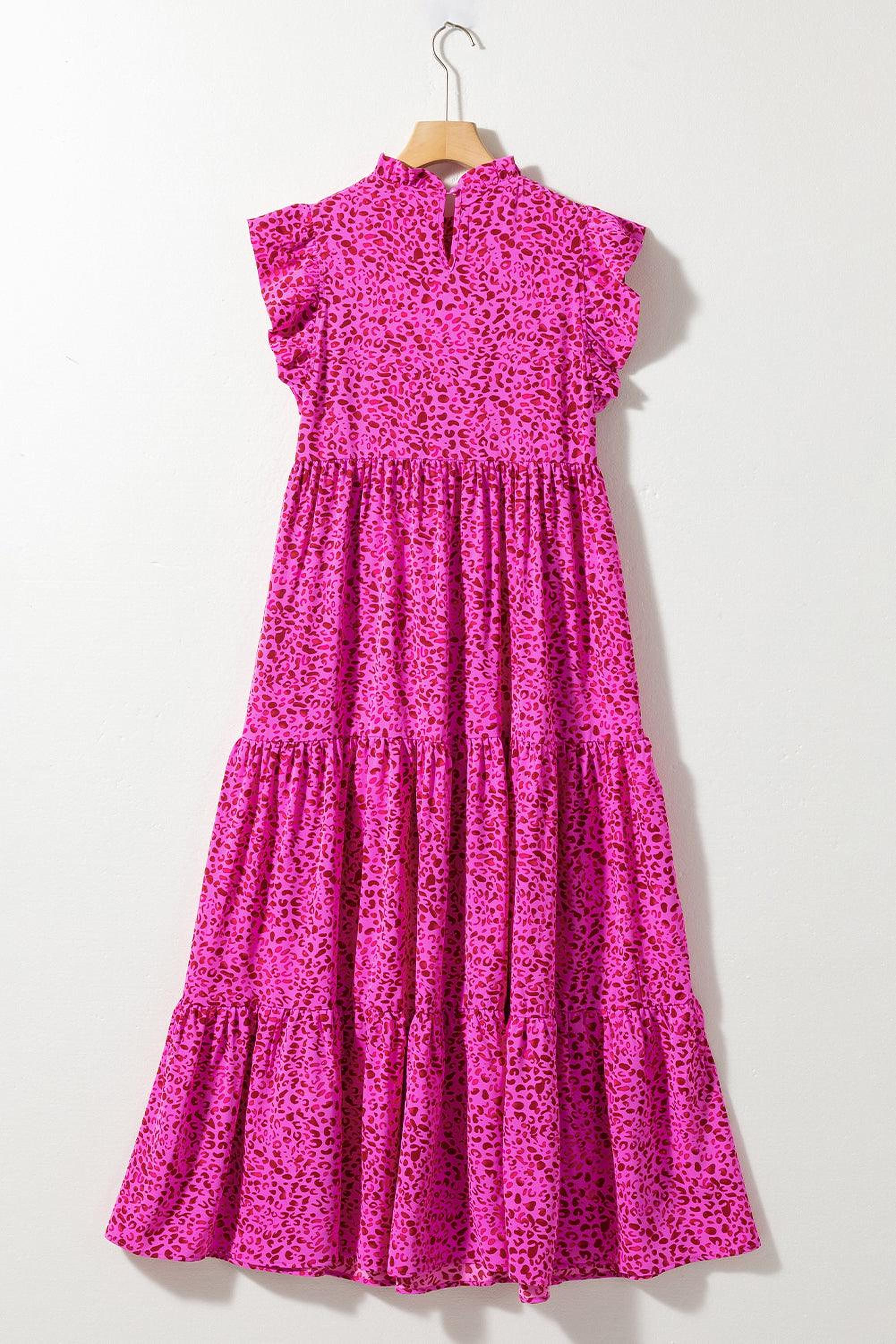Robe maxi à motif panthère avec volants