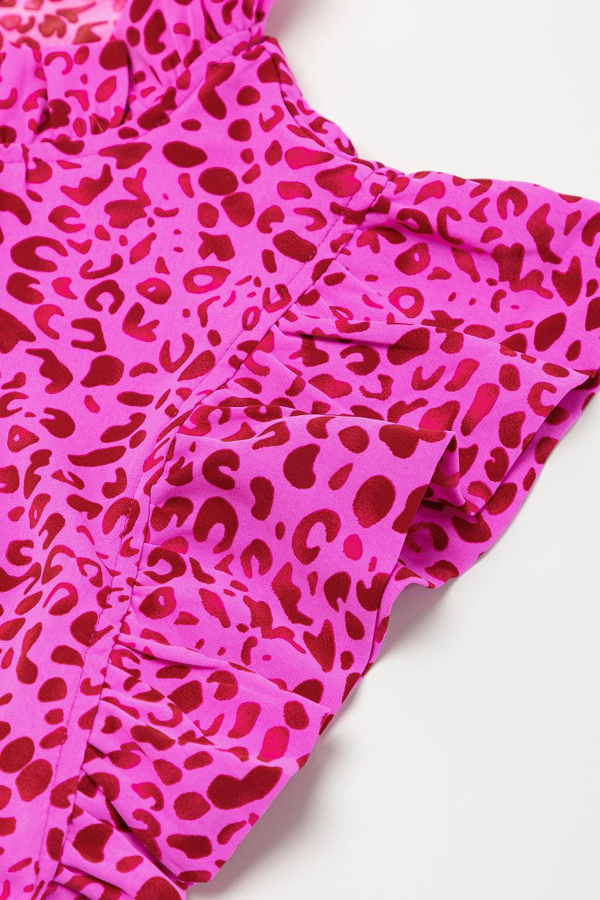 Robe maxi à motif panthère avec volants