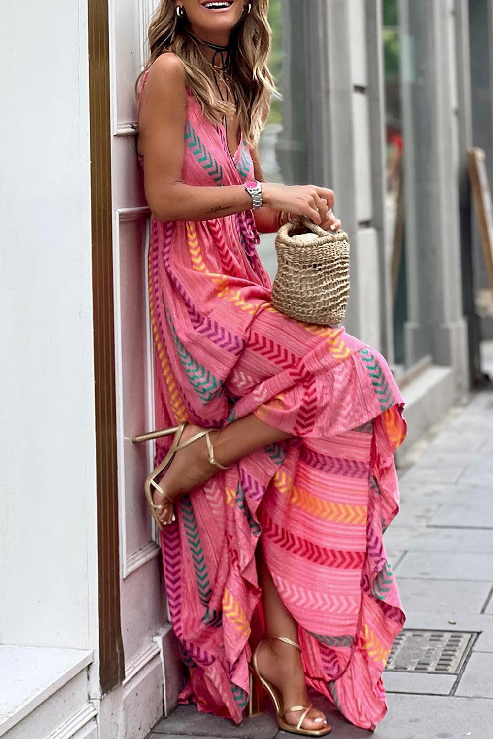 Robe maxi drapée avec franges pour un look bohème élégant