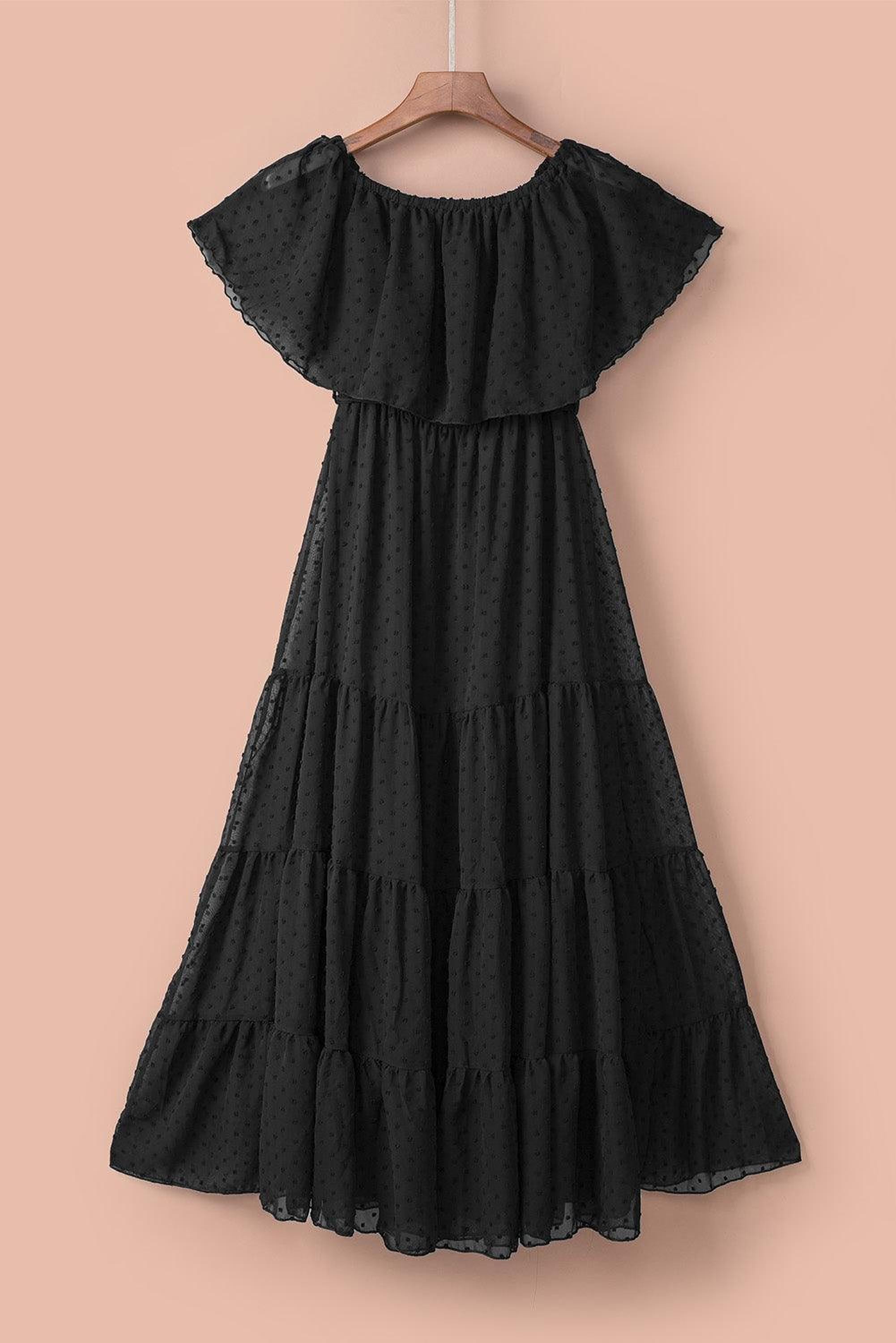 Robe maxi épaules dénudées avec motifs suisses