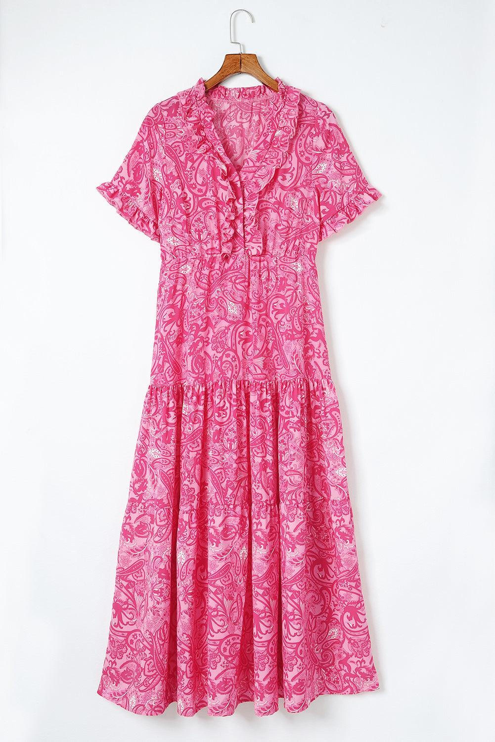 Robe maxi bohème à volants avec imprimé paisley