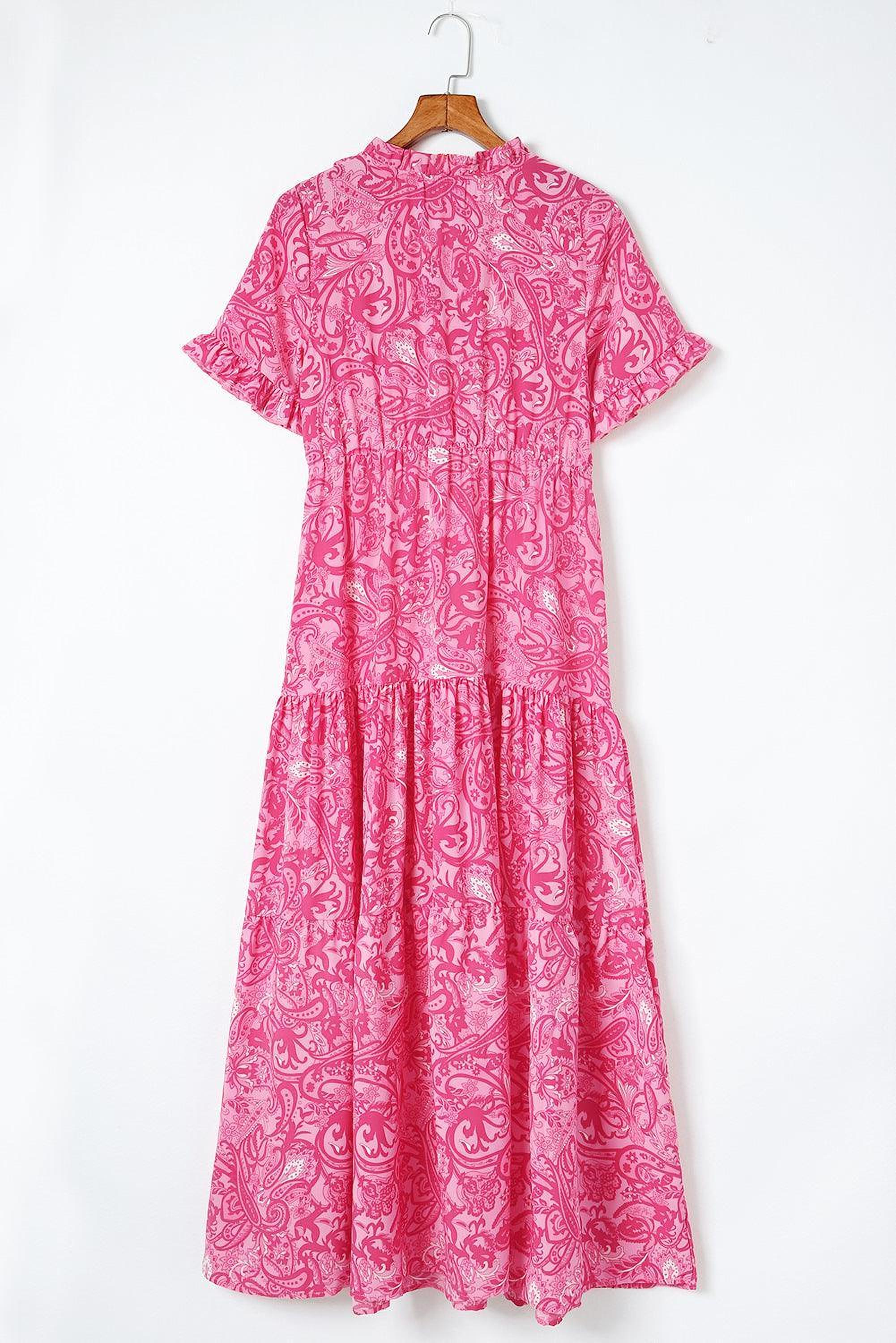 Robe maxi bohème à volants avec imprimé paisley