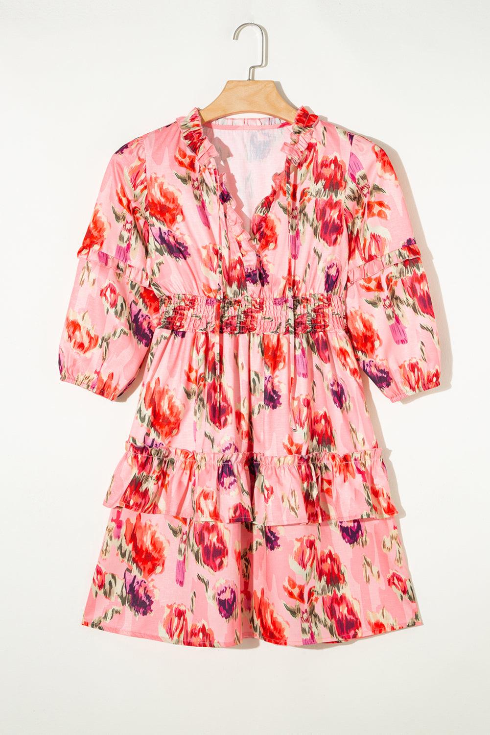 Robe mini à taille haute avec des smocks et des franges élégantes