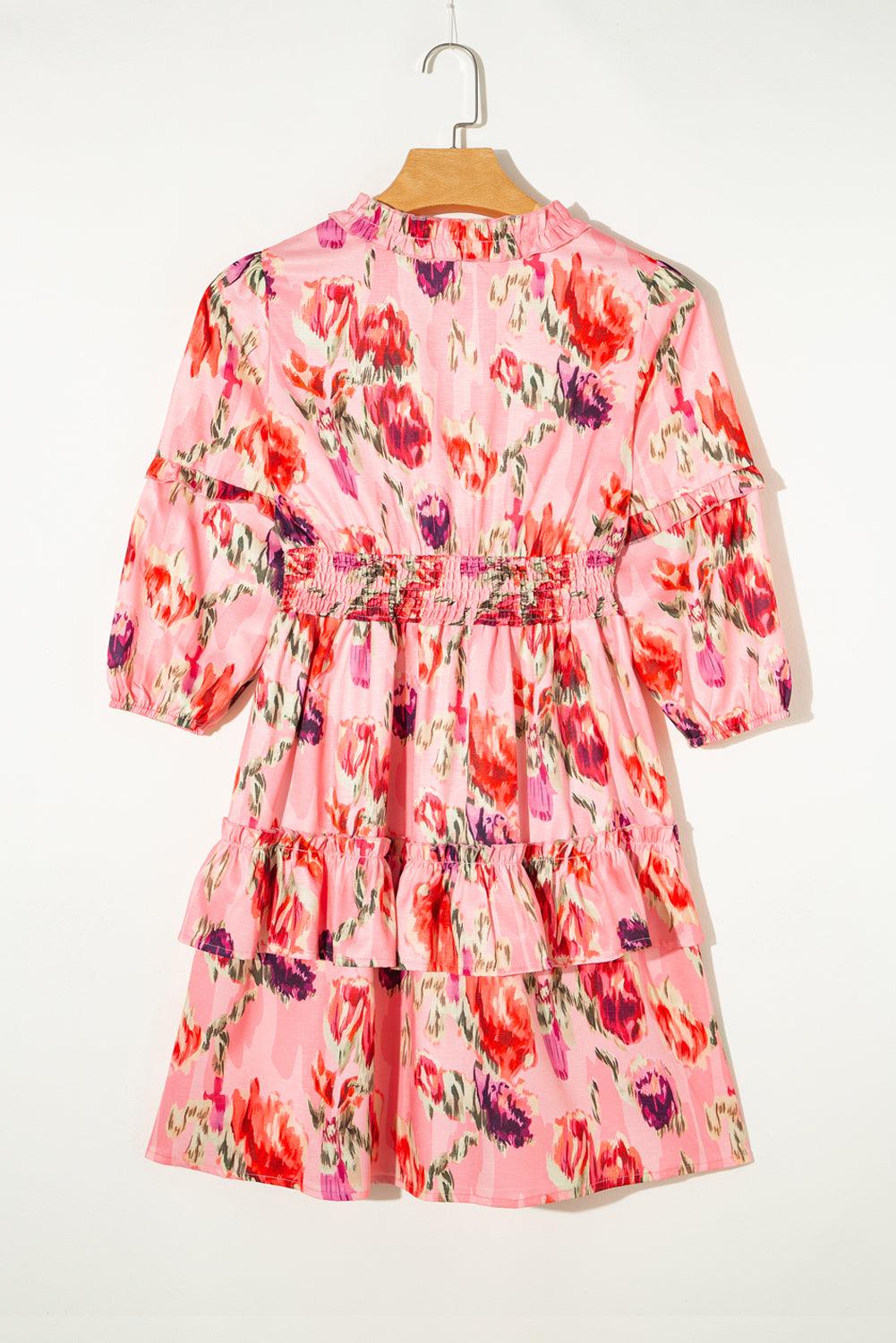 Robe mini à taille haute avec des smocks et des franges élégantes