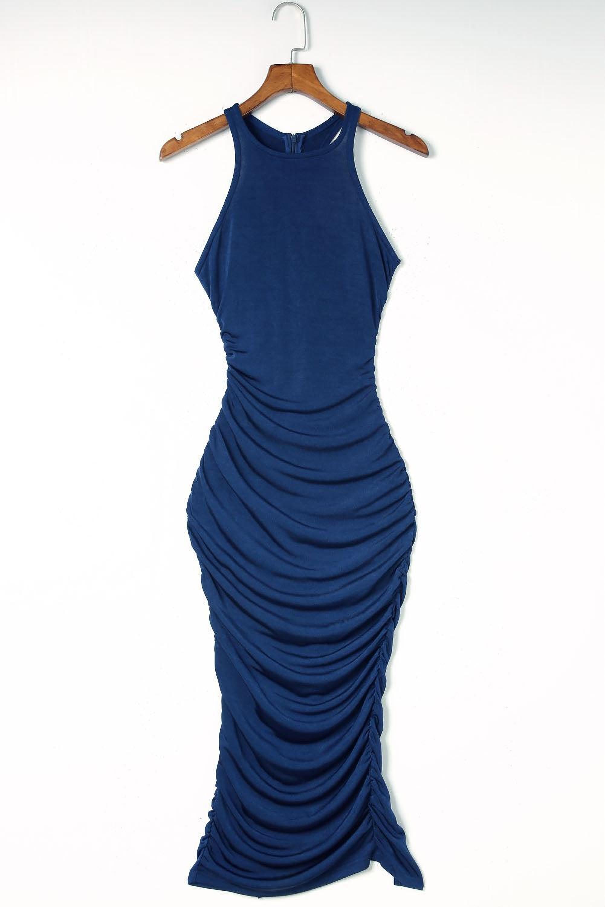 Robe midi côtelée avec dos nageur pour un style élégant