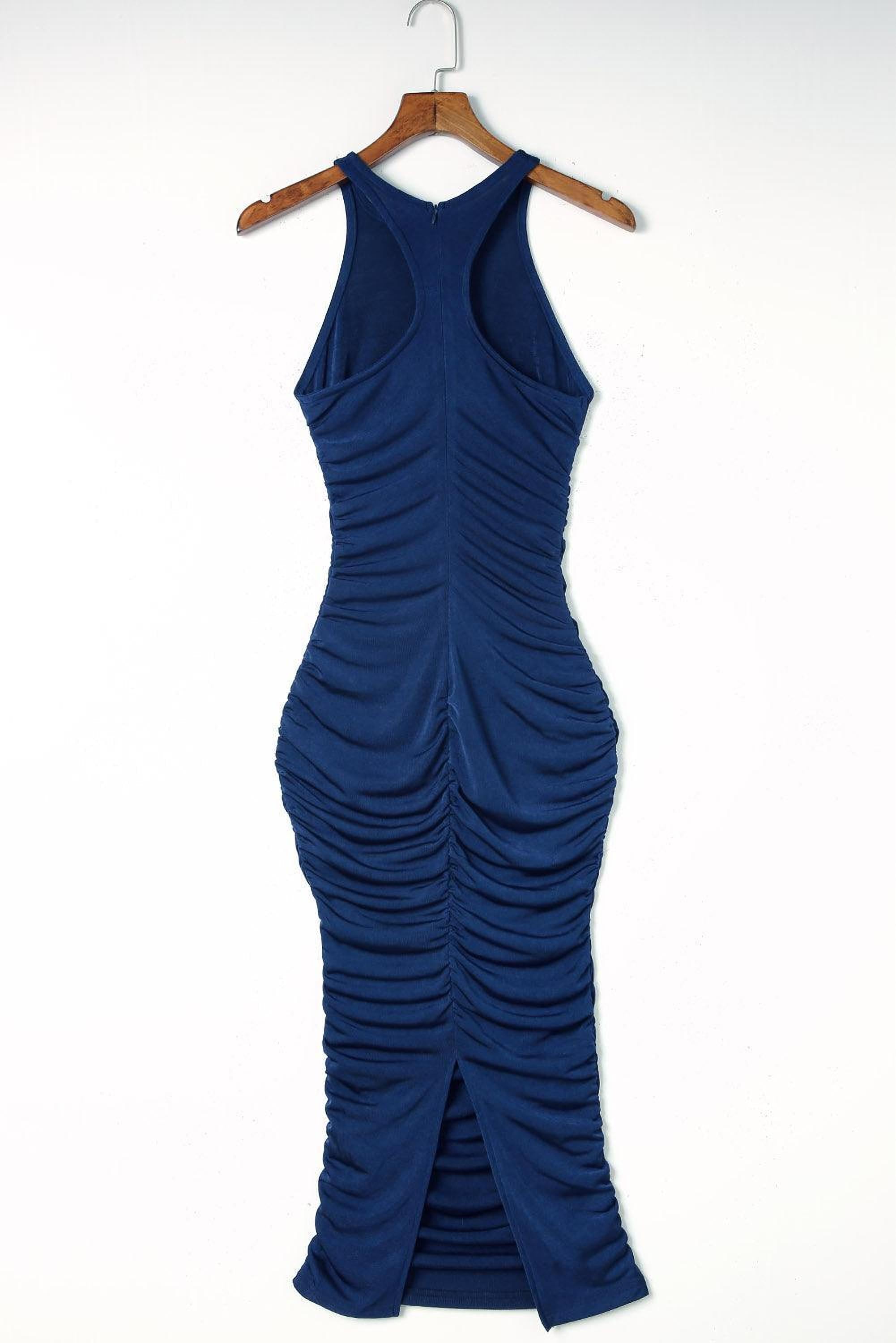 Robe midi côtelée avec dos nageur pour un style élégant