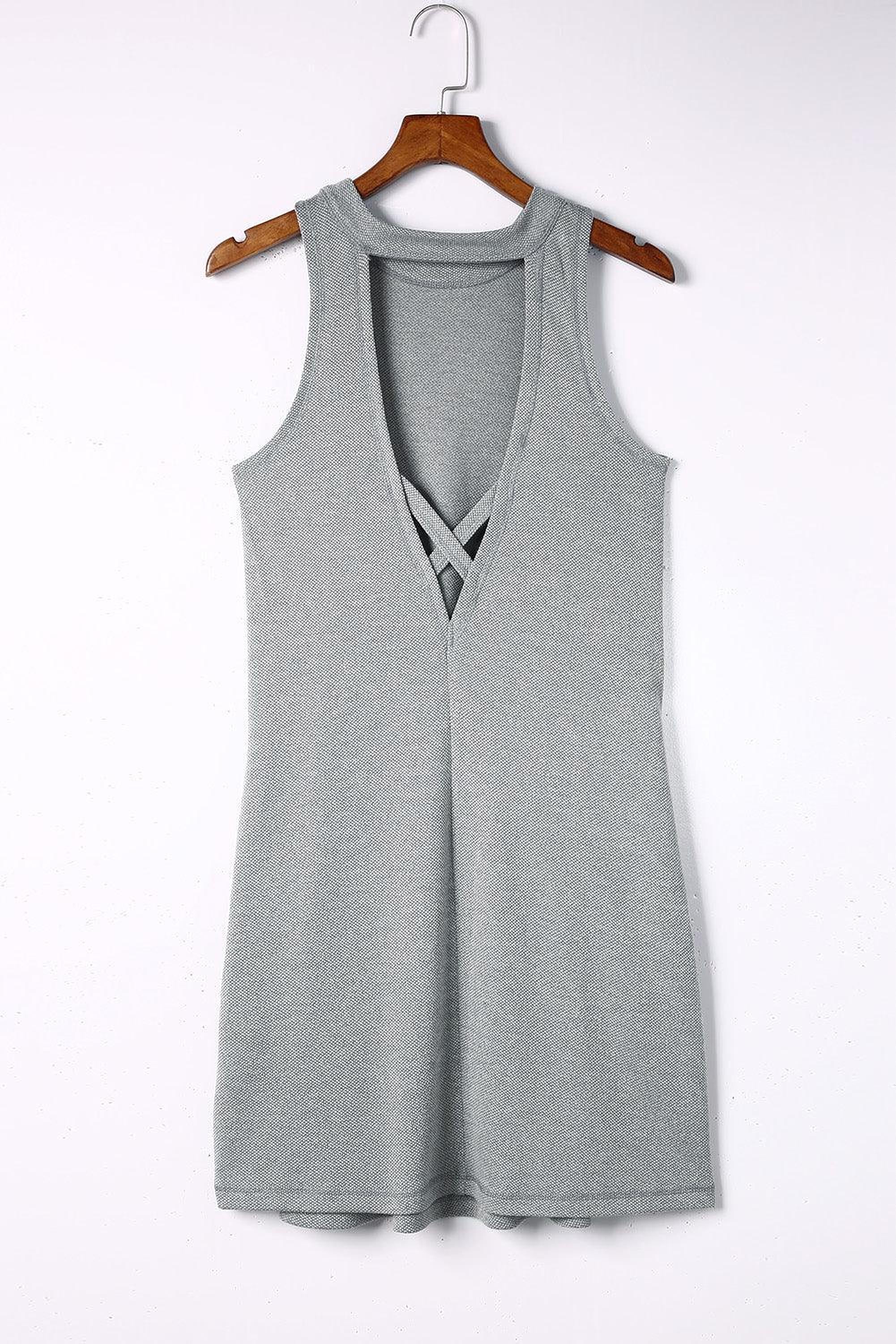 Robe tricotée sans manches avec dos croisé pour un style élégant