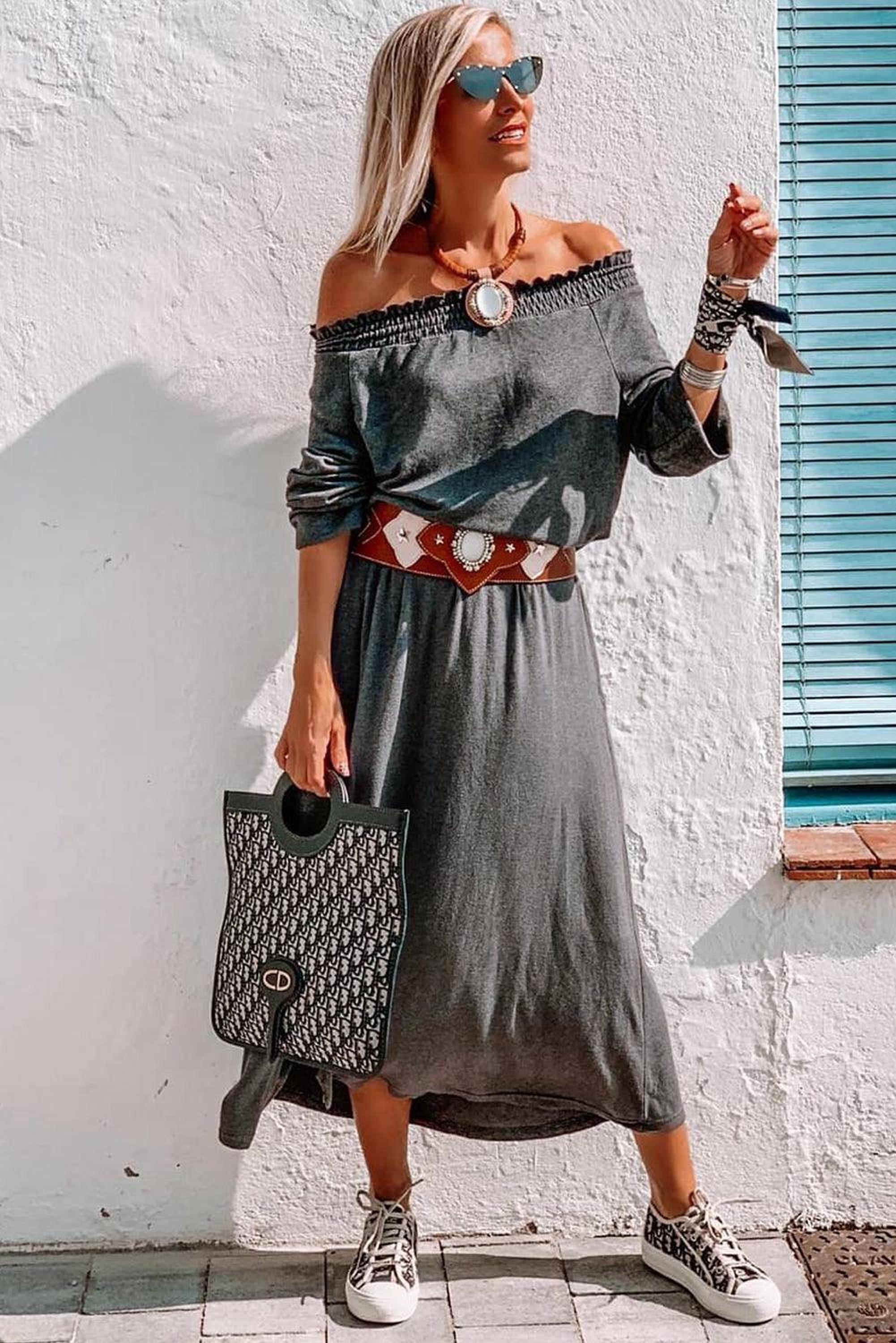 Robe maxi drapée élégante avec fente pour femmes