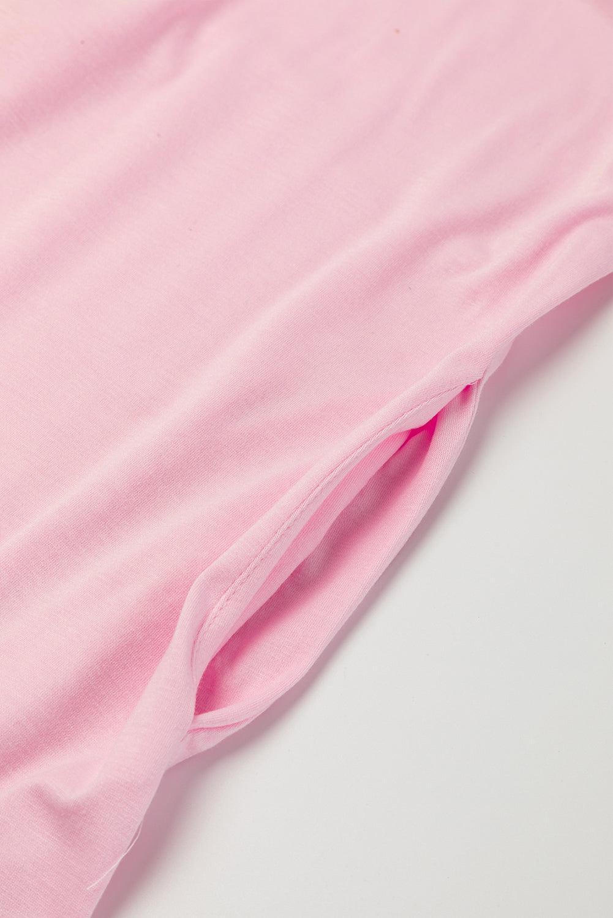 Élégance Décontractée | Robe Maxi T-shirt à Col en V avec Fente et Poche