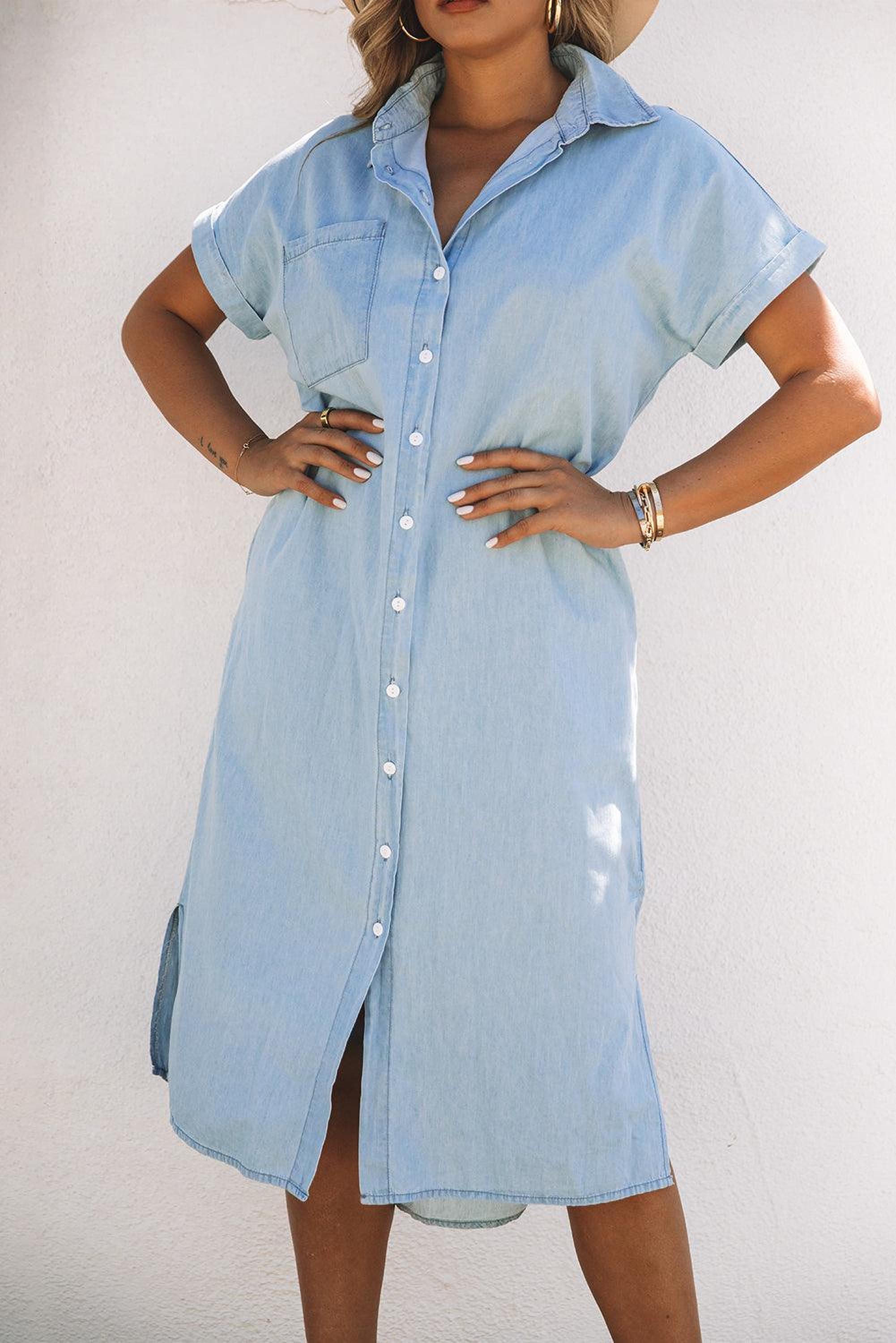 Robe chemise à manches courtes pour un style décontracté