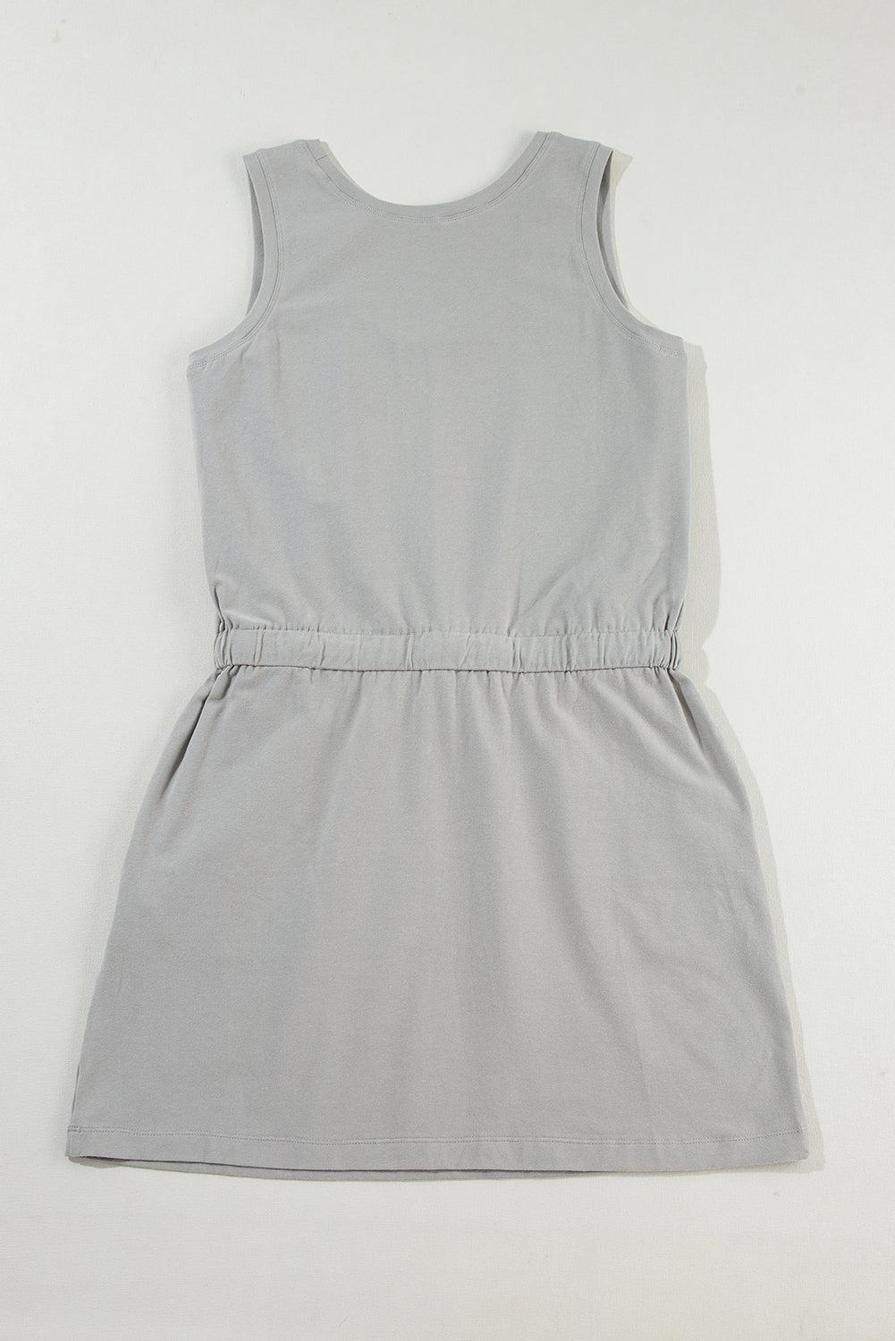 Robe mini sans manches avec cordon taille ajustable