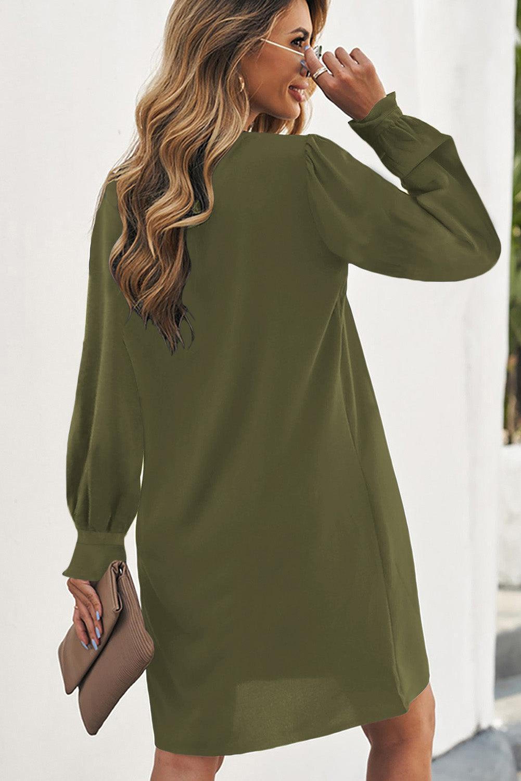 Mini-robe élégante à col V profond avec manches à volants