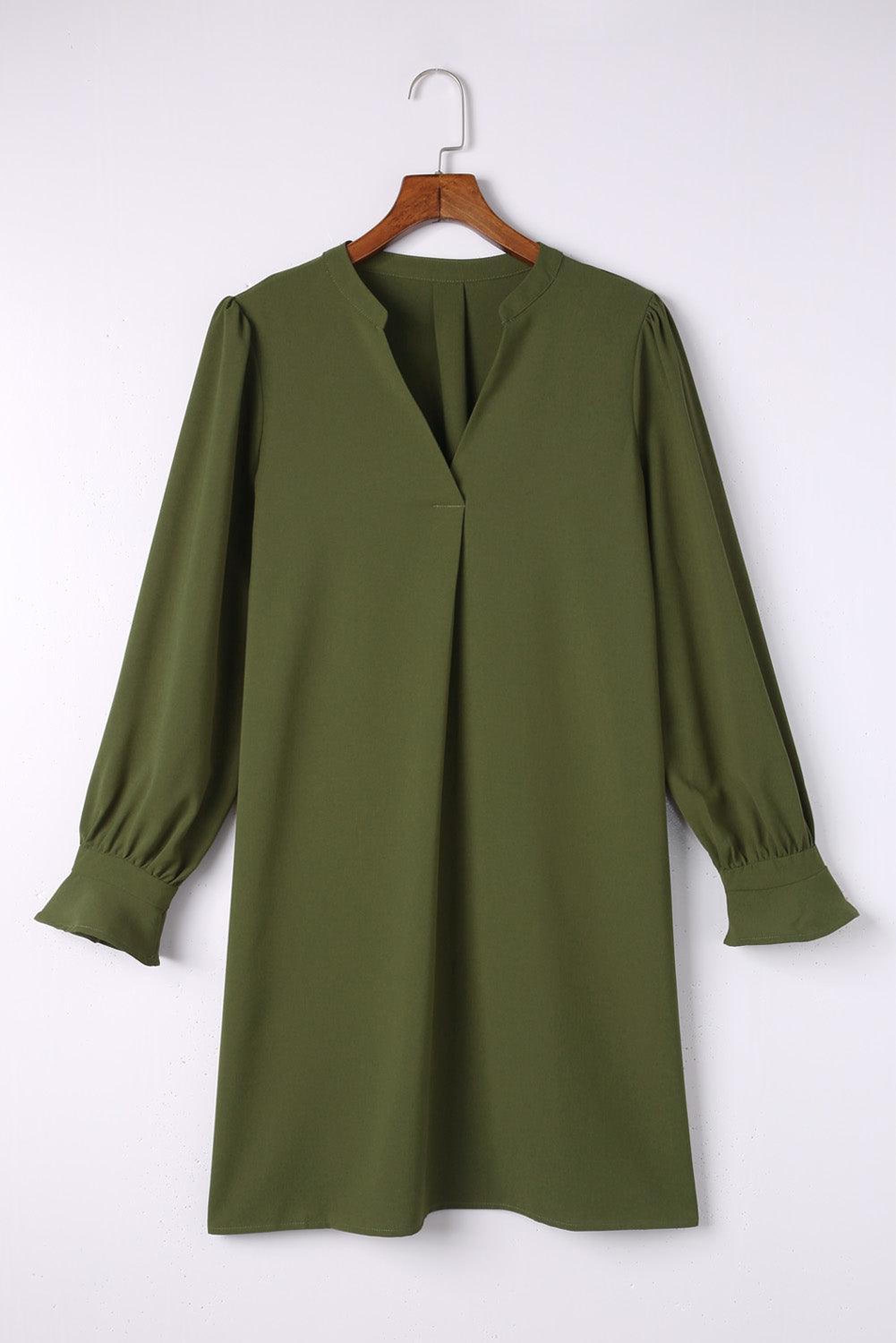 Mini-robe élégante à col V profond avec manches à volants