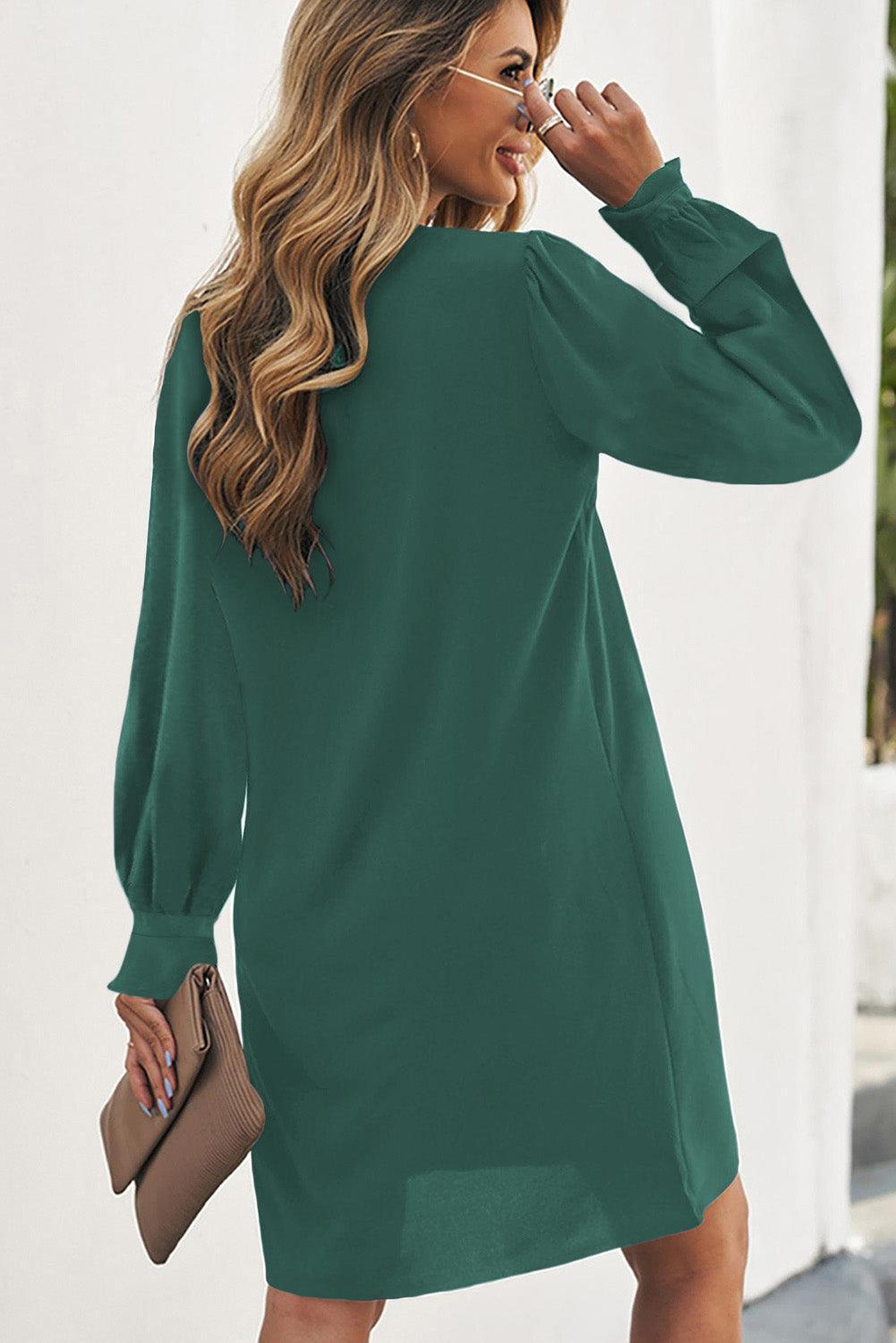 Mini-robe élégante à col V profond avec manches à volants