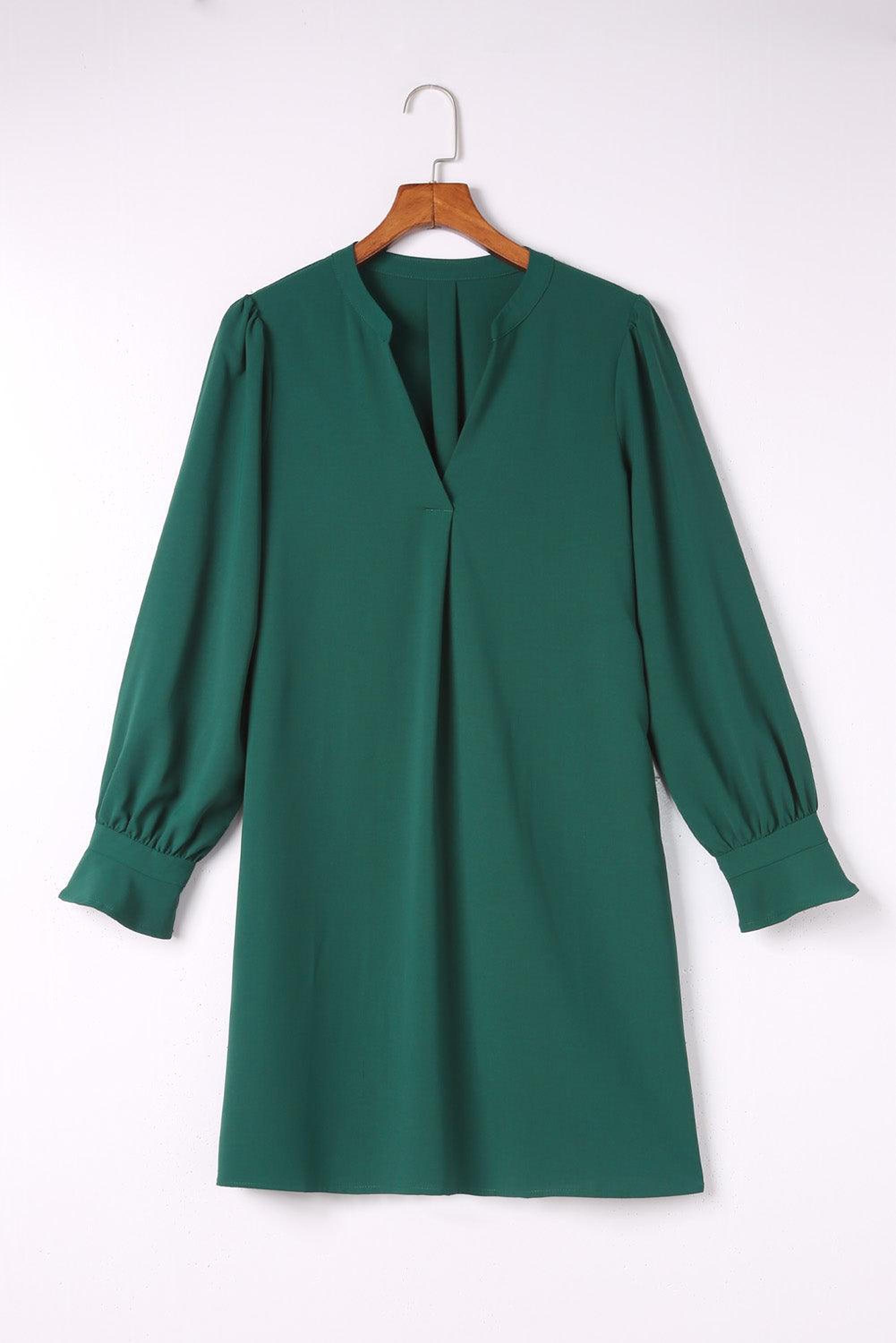 Mini-robe élégante à col V profond avec manches à volants