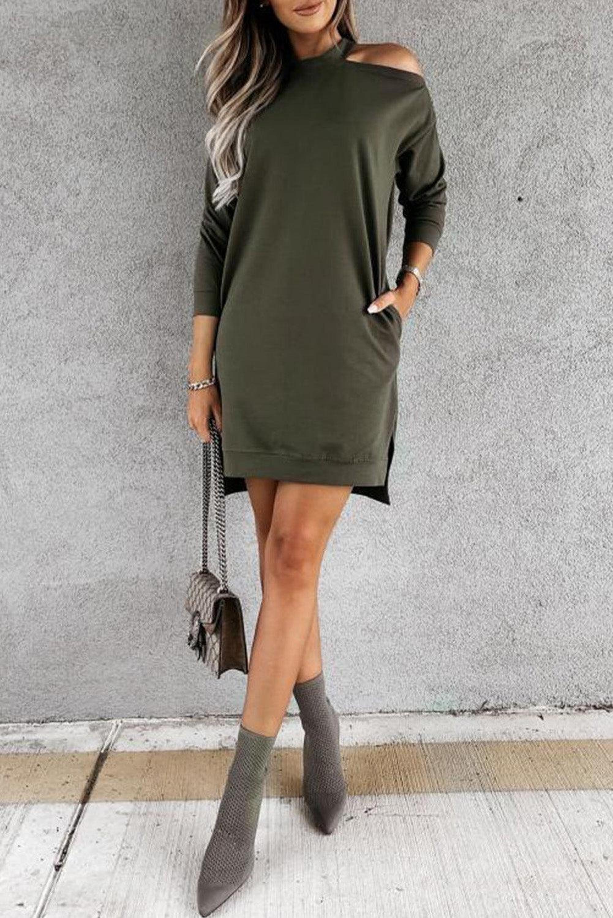Robe élégante à épaule nue avec fentes, mode moderne