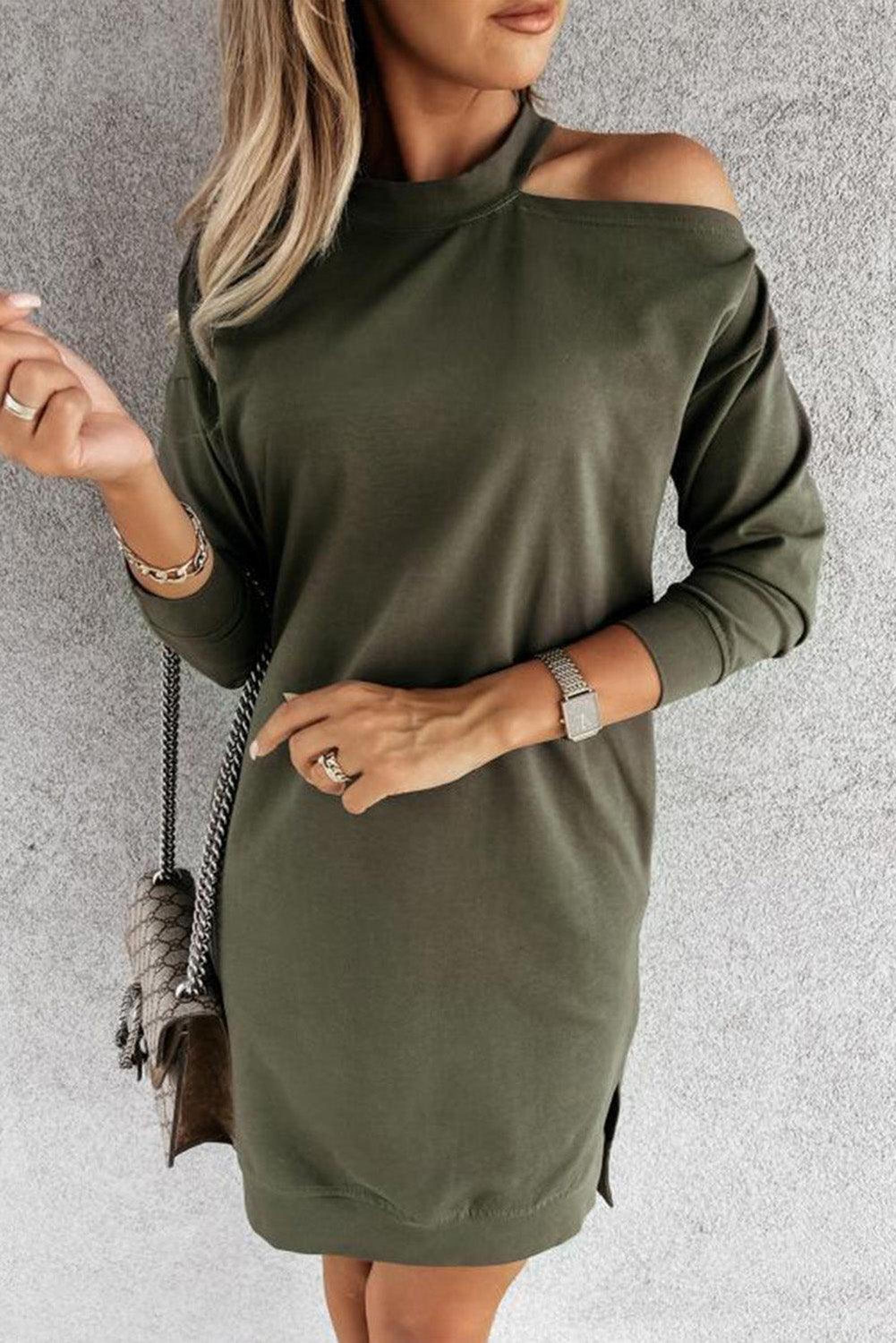 Robe élégante à épaule nue avec fentes, mode moderne