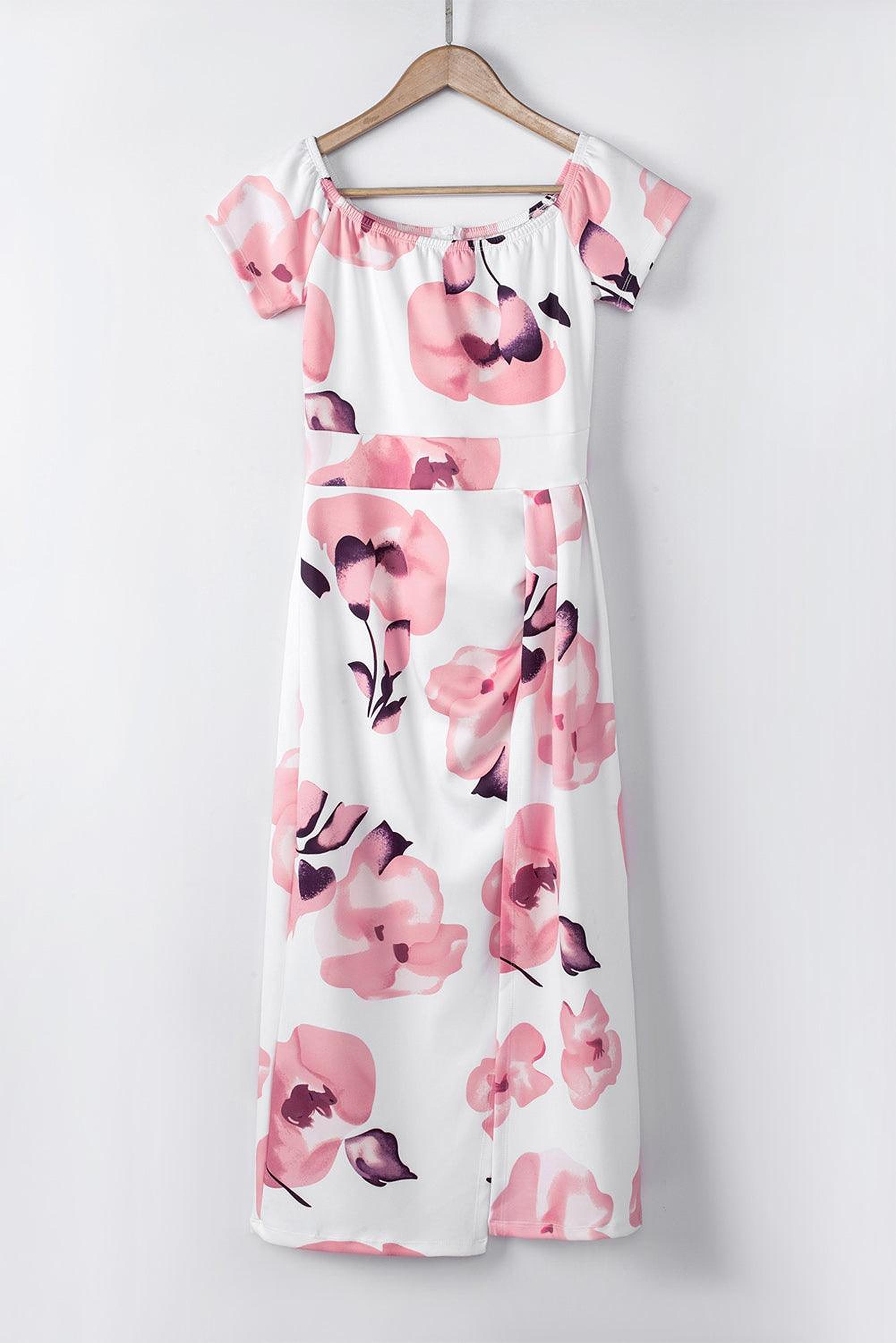 Robe midi bodycon à imprimé floral avec fente