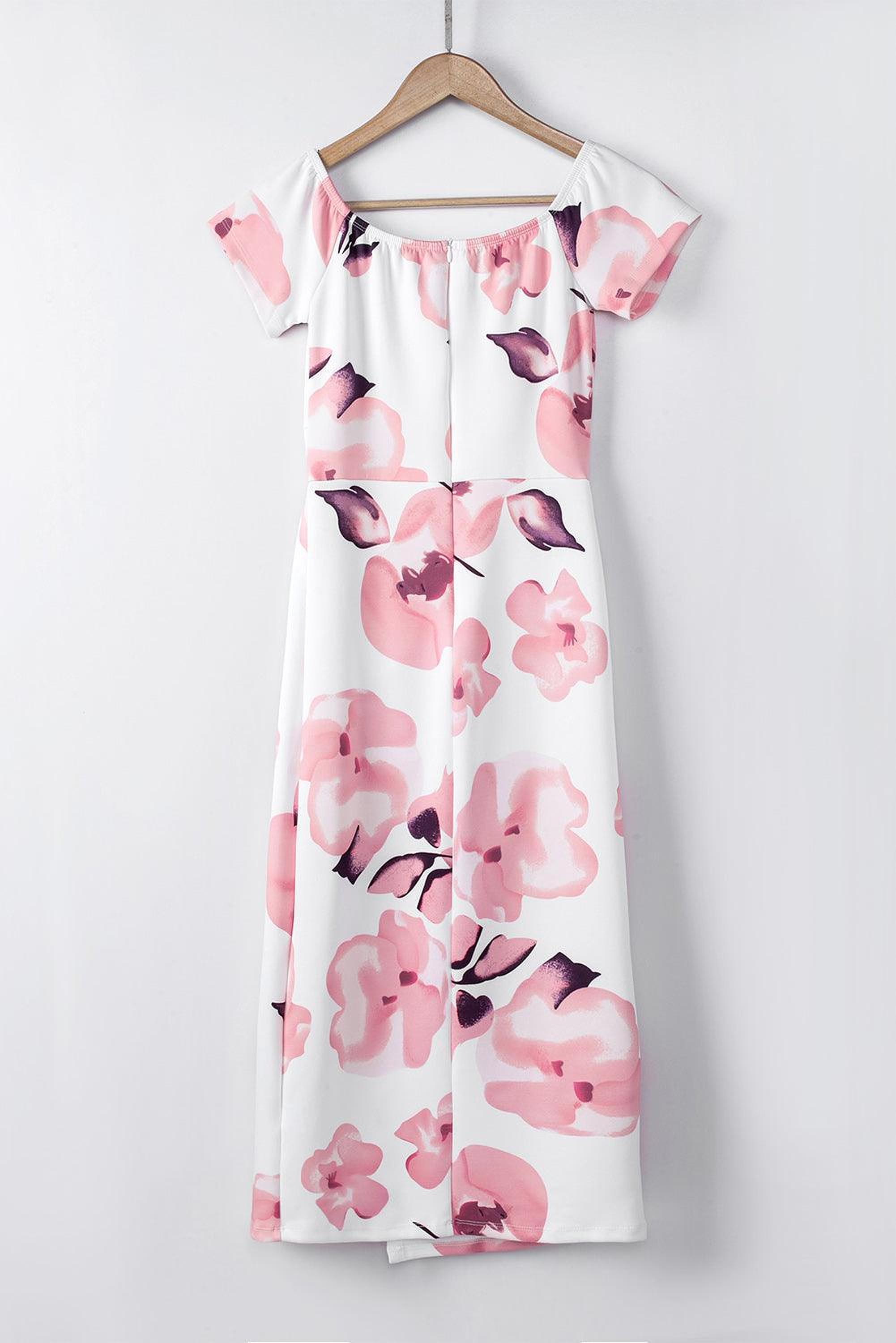 Robe midi bodycon à imprimé floral avec fente