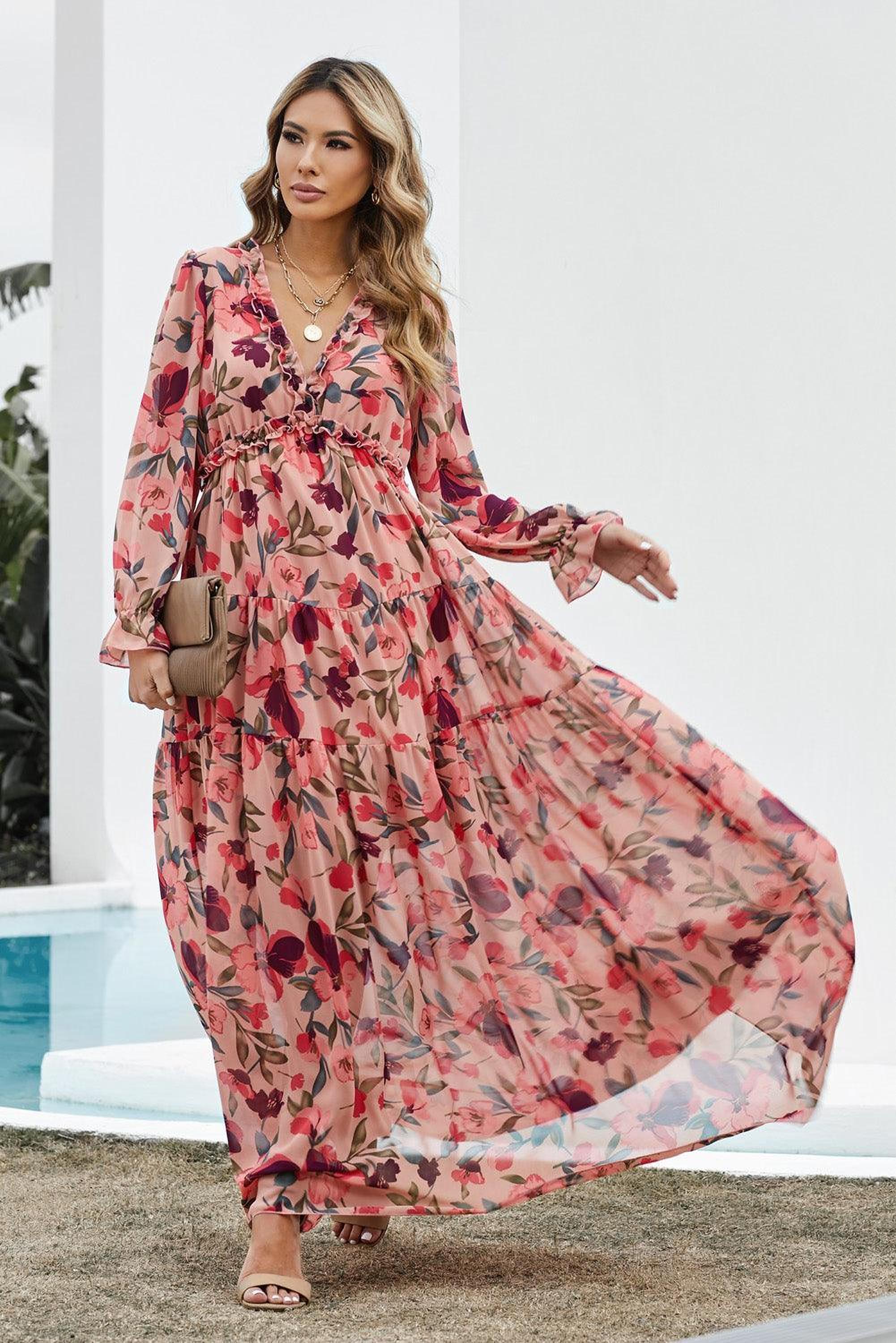Élégance Flottante | Maxi Robe à Volants en Style Lotus