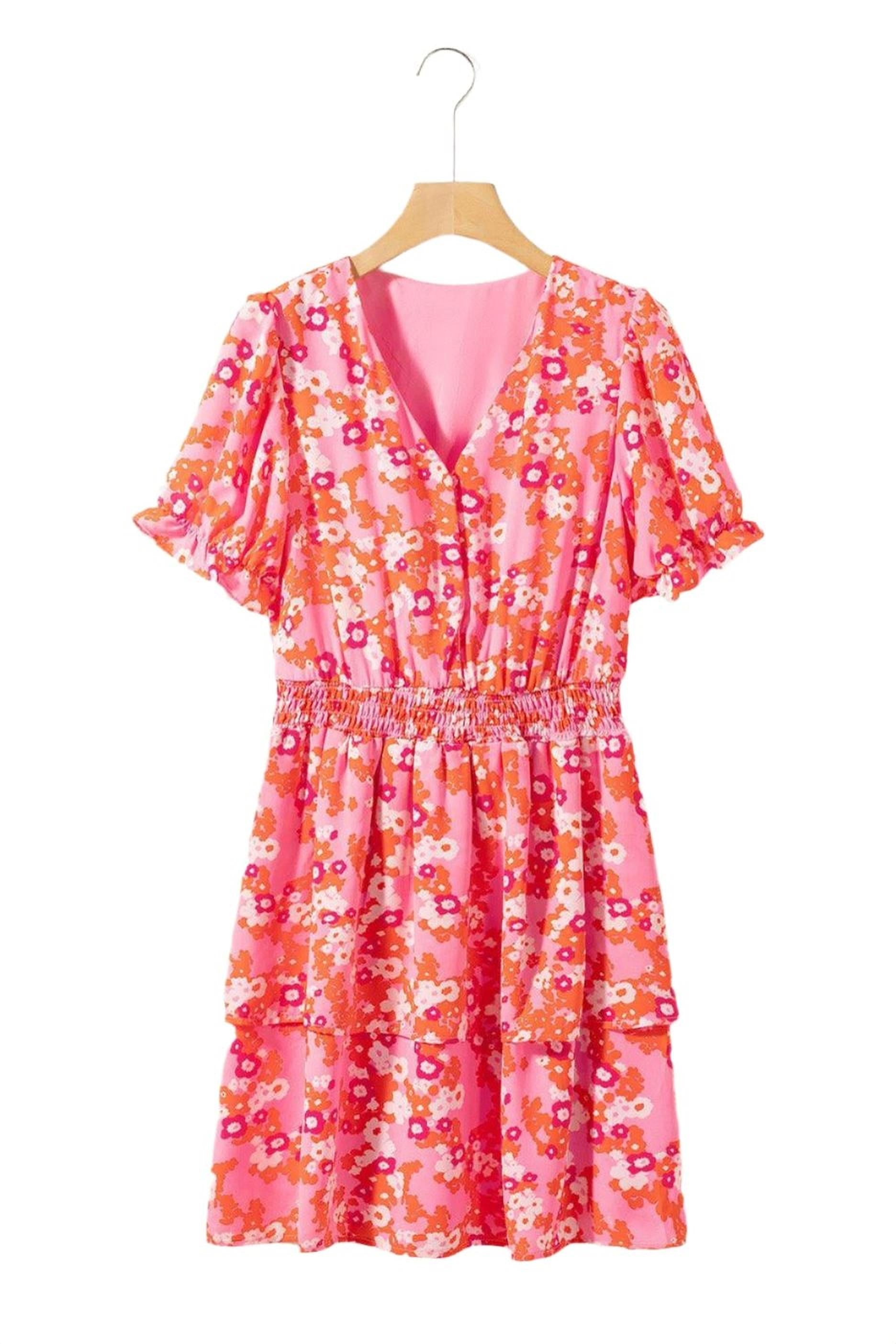 Élégance Flottante | Robe à Volants Courts avec Col V