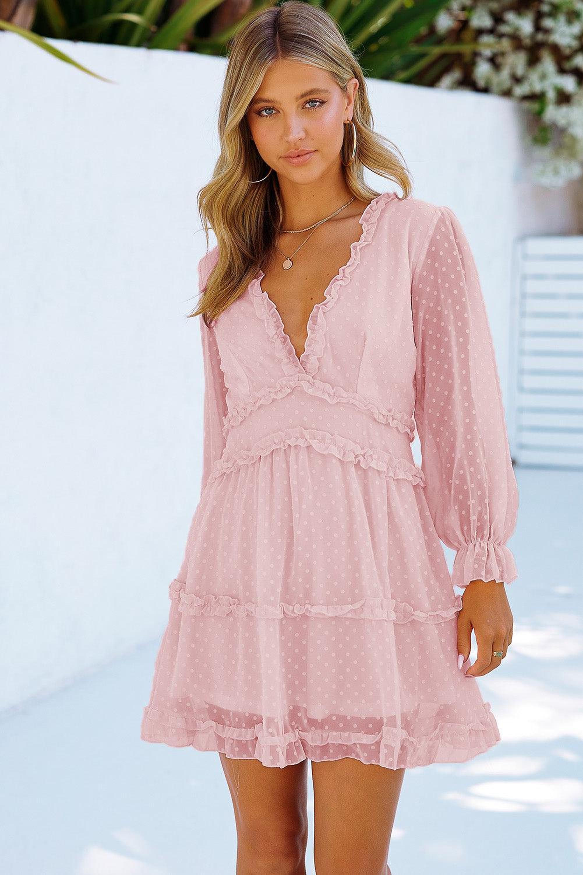 Robe à volants superposés avec dos nu