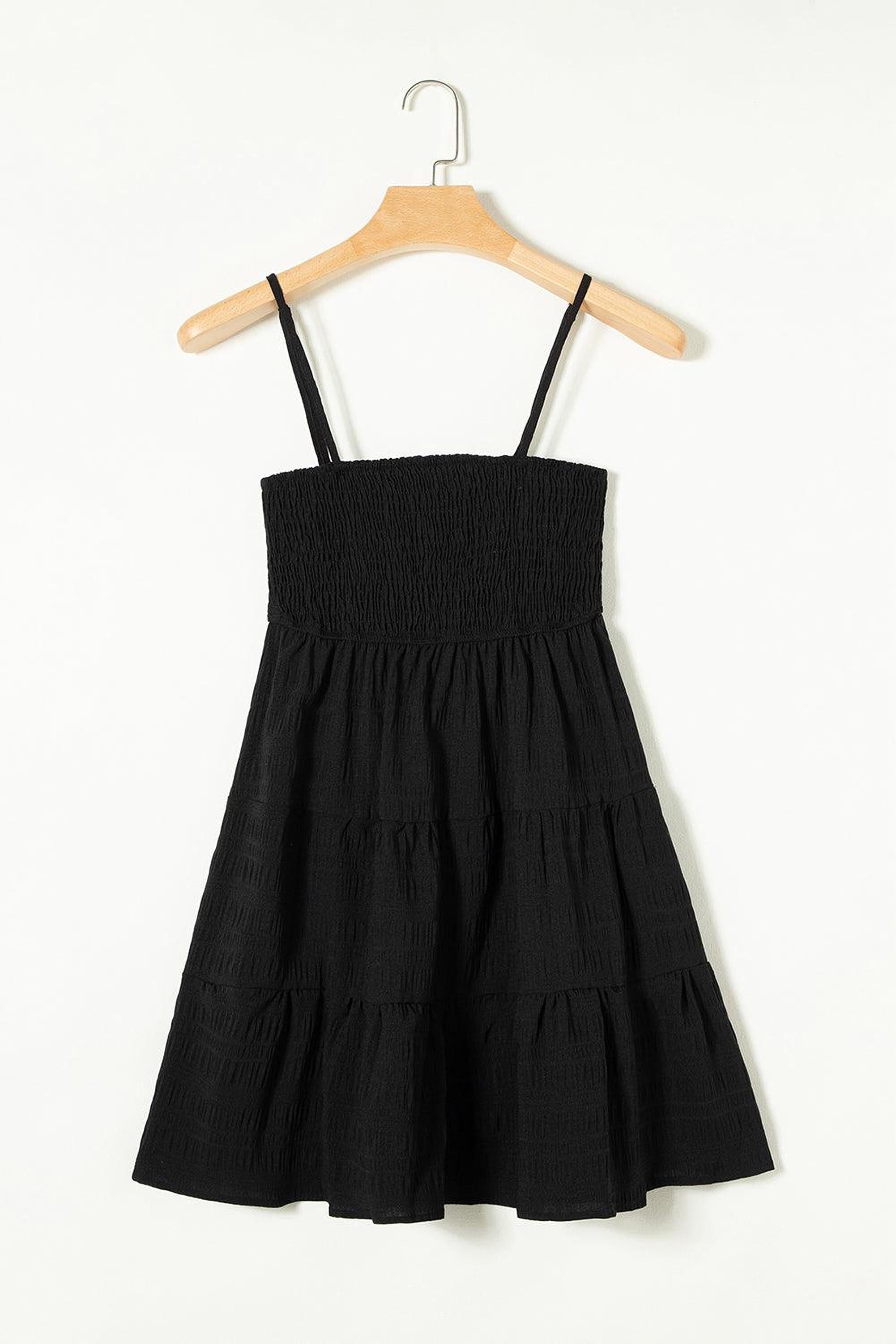 Robe skater à textures smockées avec plusieurs couches