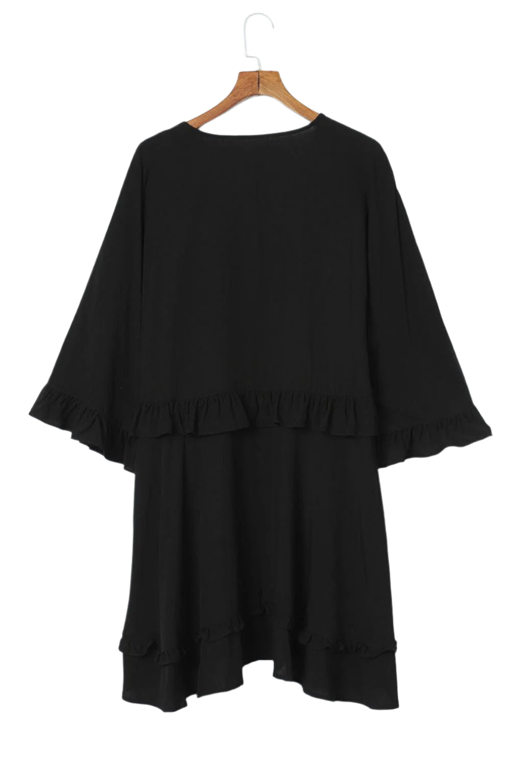 Mini-robe babydoll noire avec décolleté en V élégant