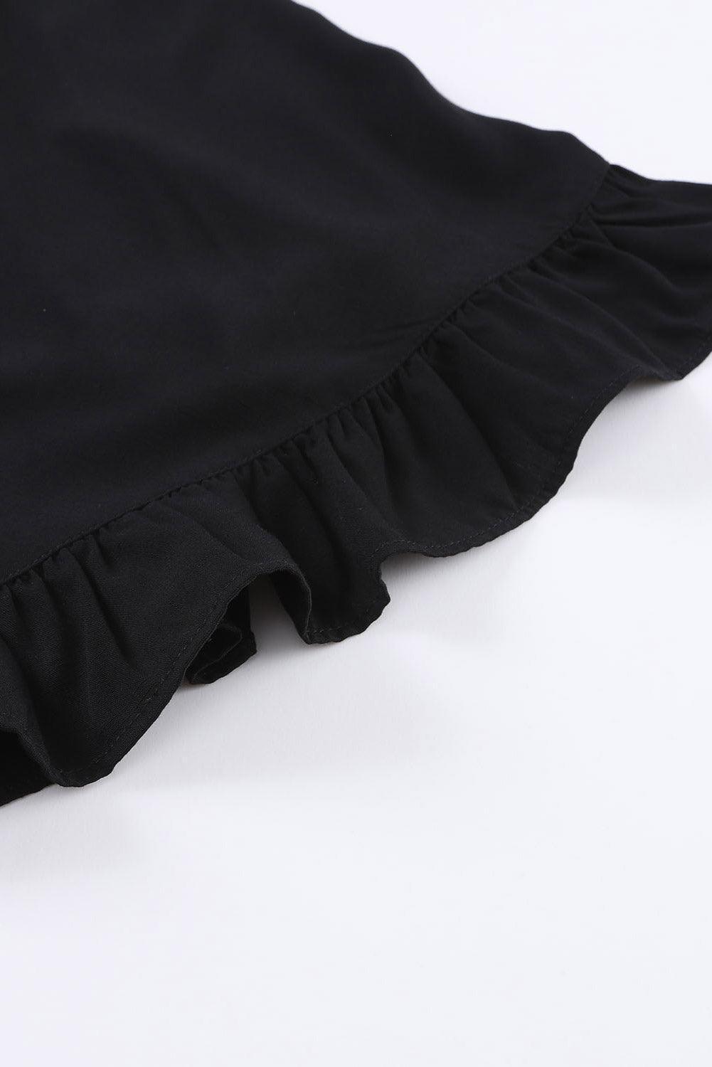 Mini-robe babydoll noire avec décolleté en V élégant