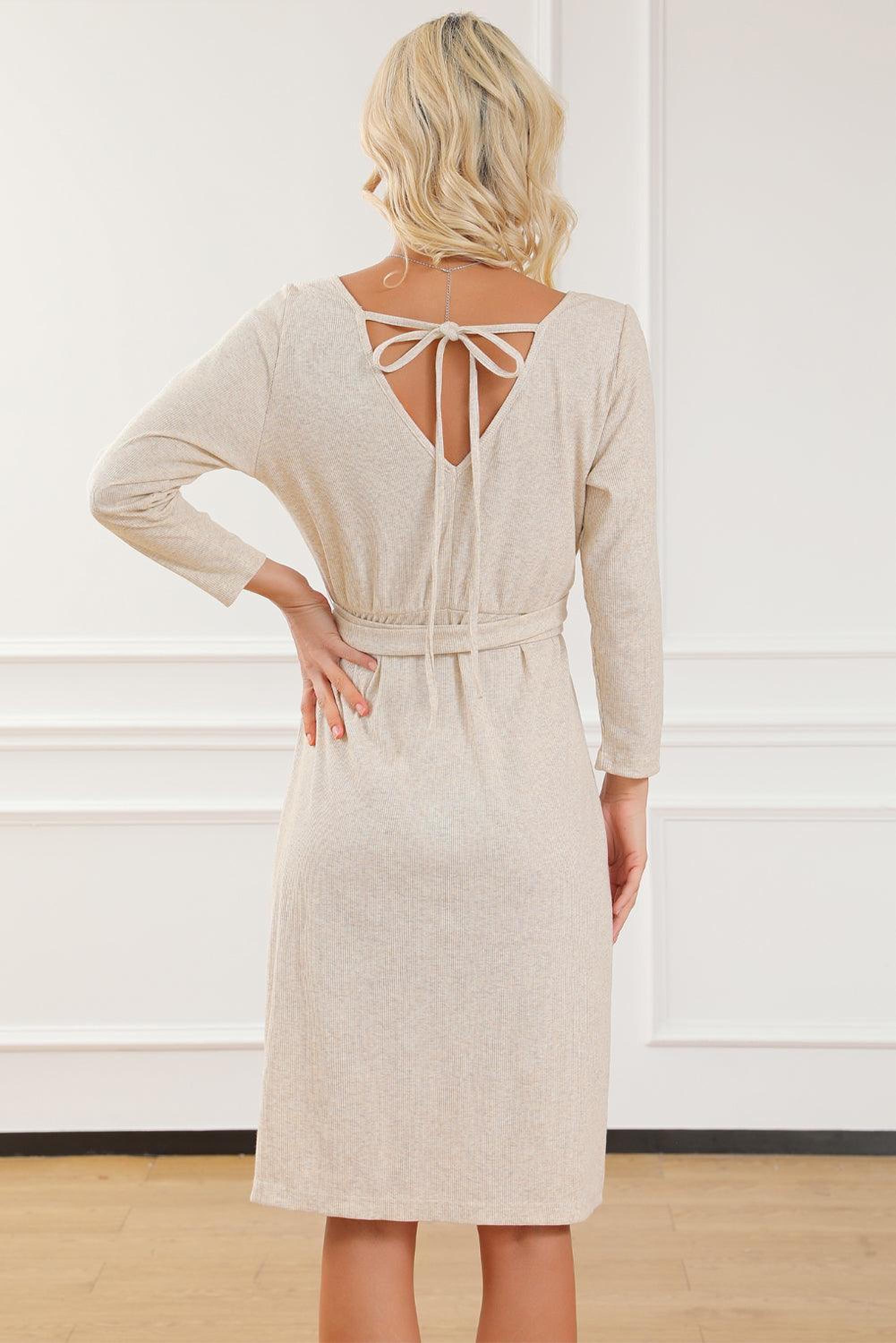 Robe midi élégante avec taille nouée et fente