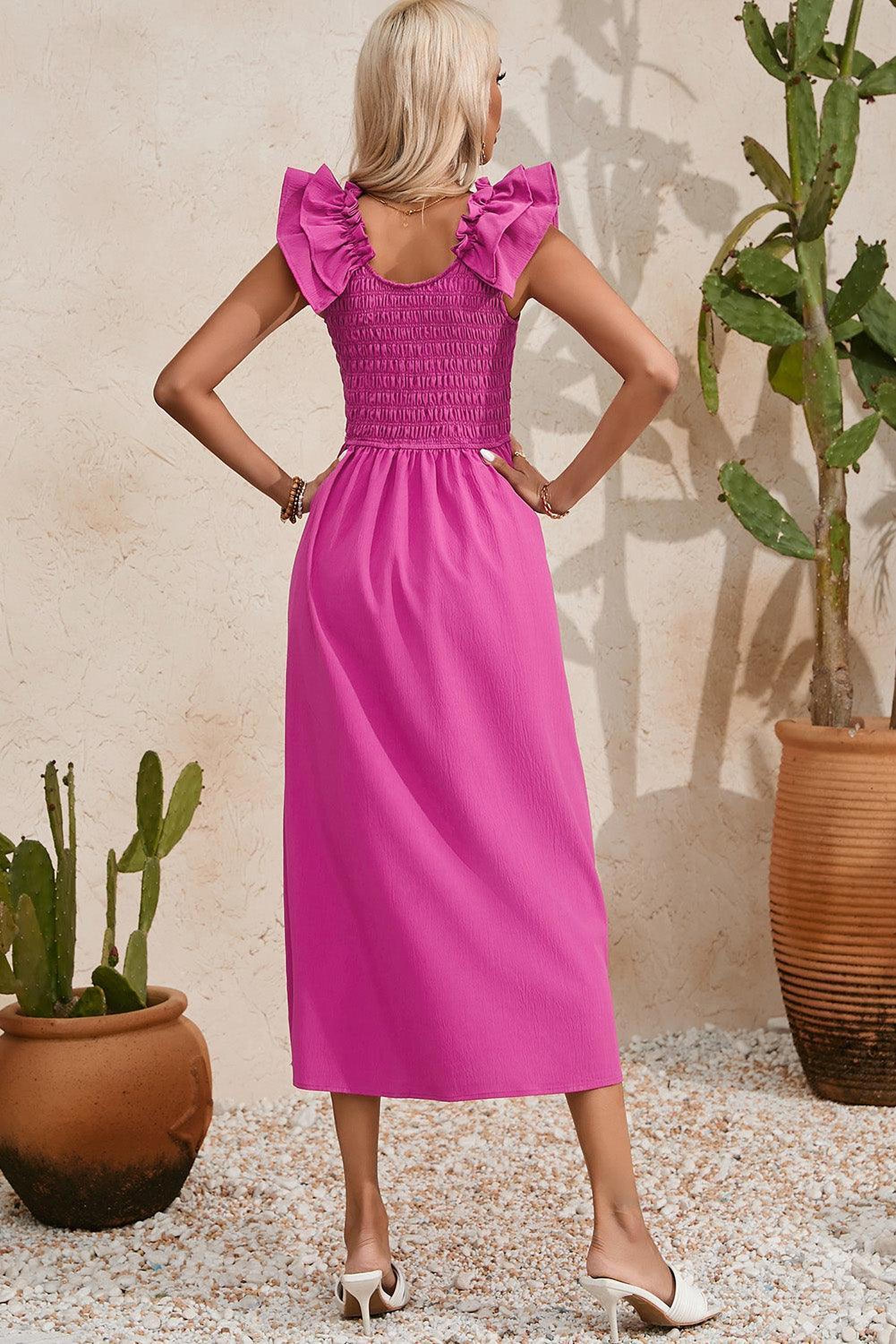Robe maxi chic plissée avec noeuds élégants