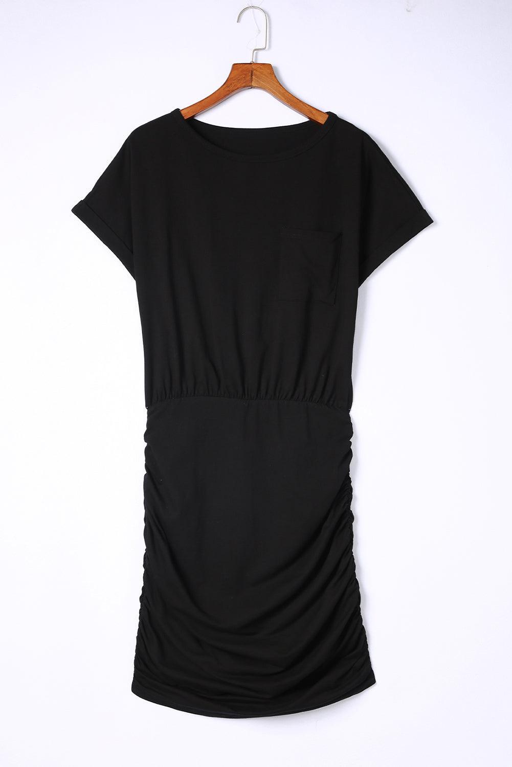 Mini robe bodycon plissée avec poche