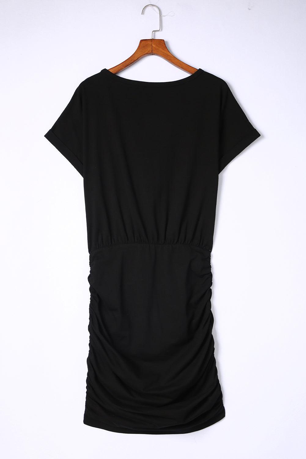 Mini robe bodycon plissée avec poche