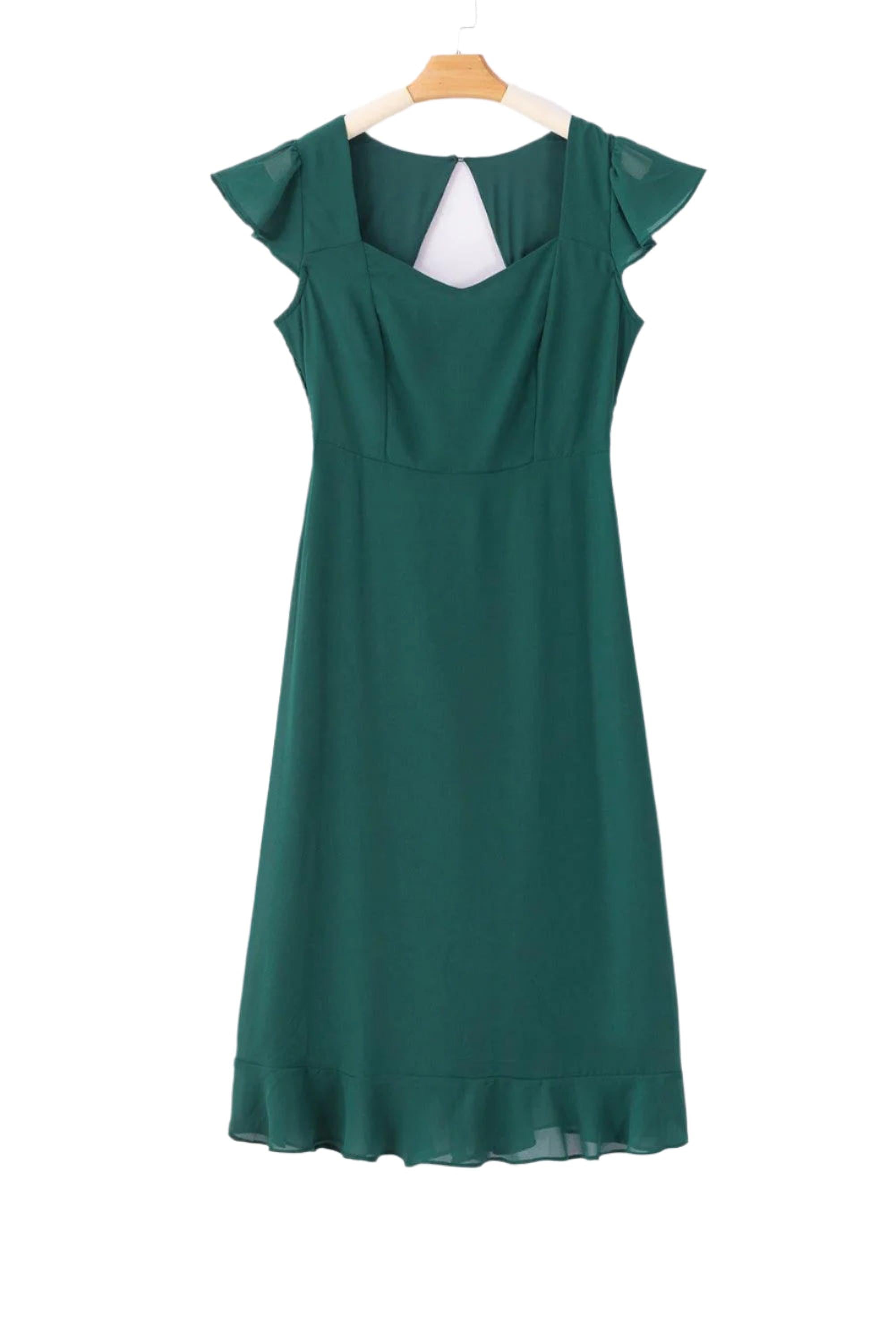 Élégance Plissée | Robe Midi Dos Ouvert à Volants