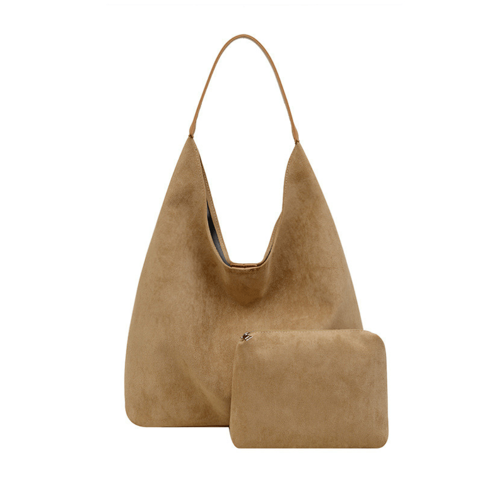 Élégance Portative | Sac souple en V avec pochette et anse longue