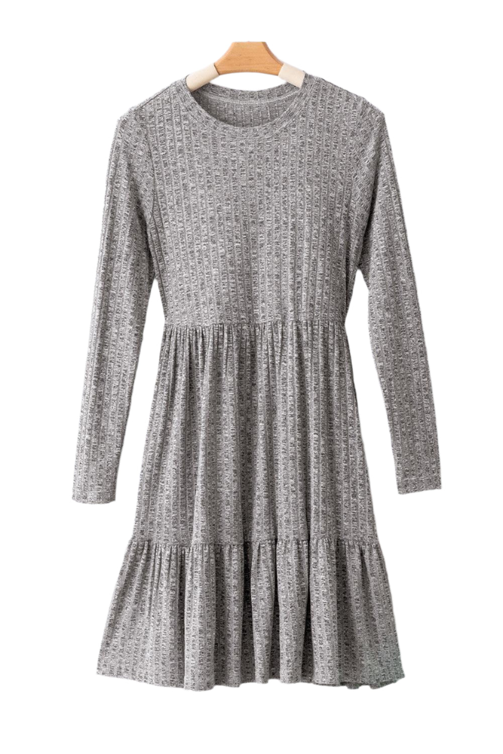 Robe midi rayée avec texture, coupe en ligne A