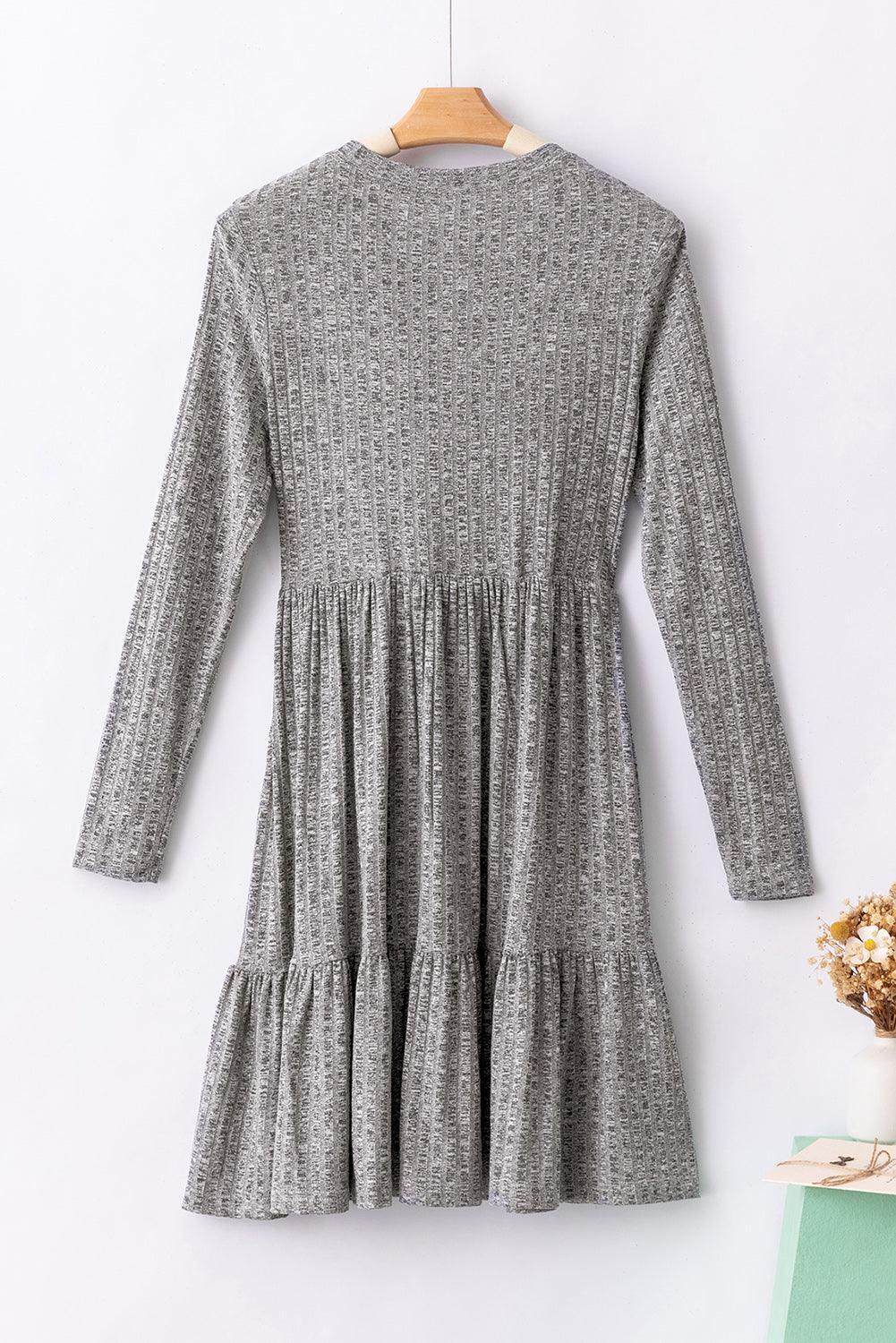 Robe midi rayée avec texture, coupe en ligne A