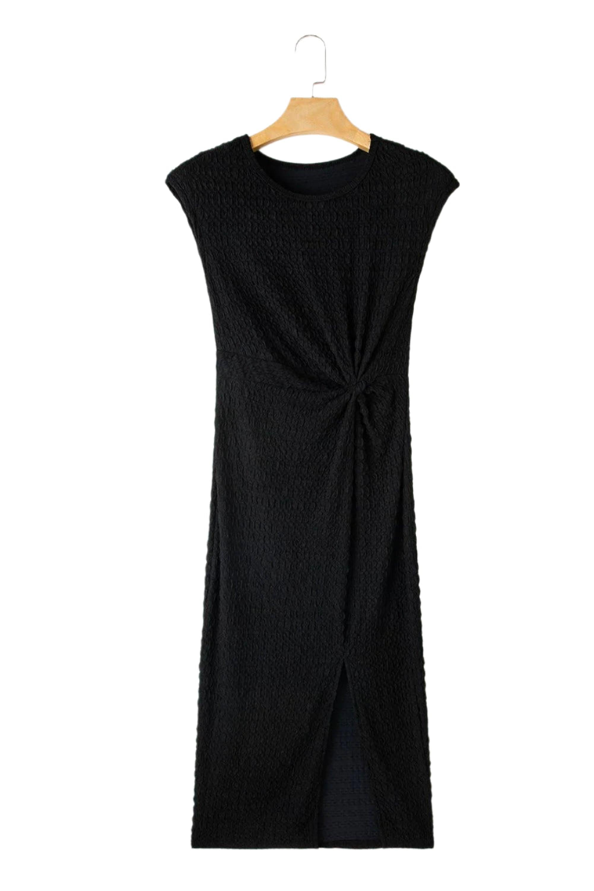 Élégance Torsadée | Robe Midi Sophistiquée avec Devant Twist