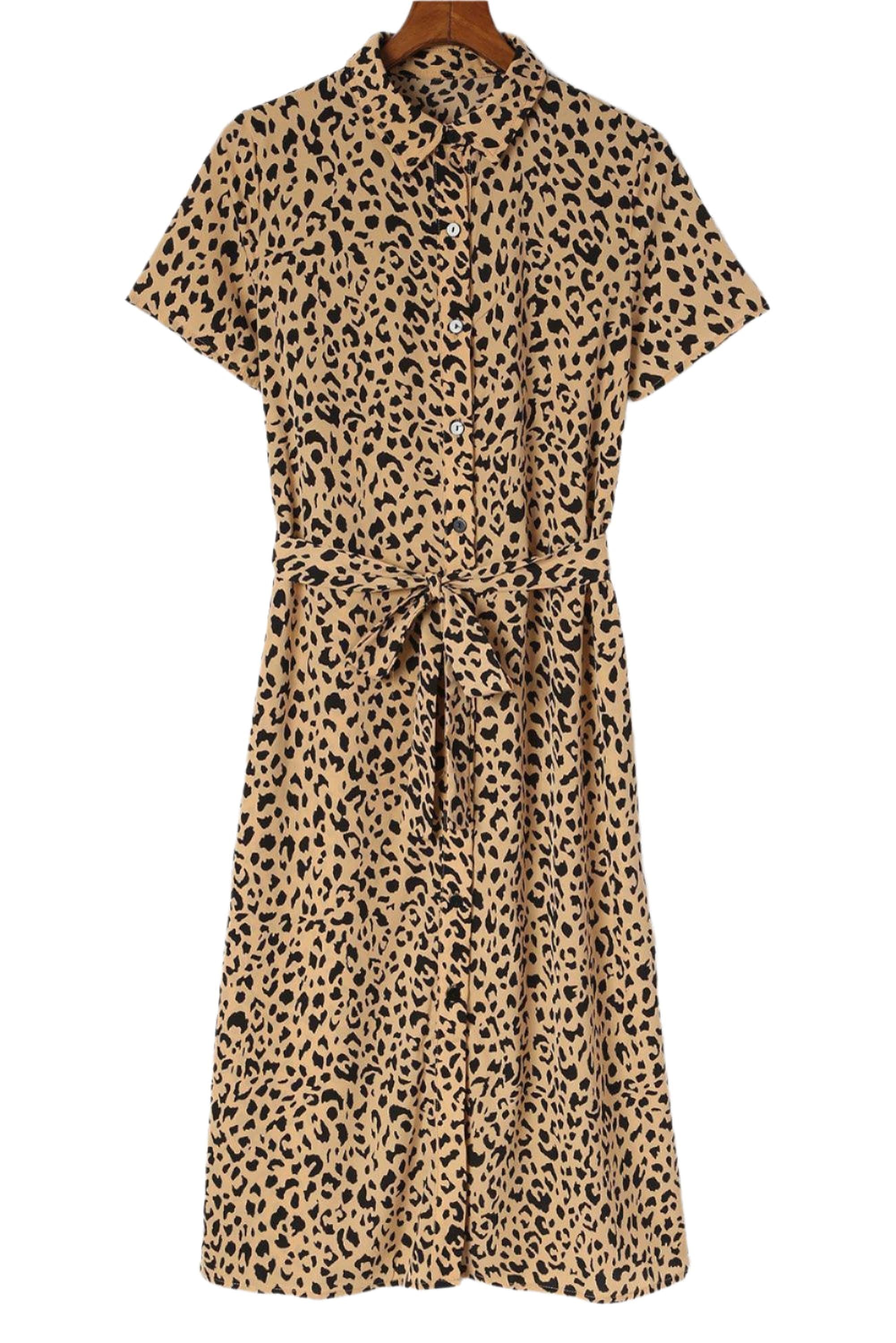 Robe midi à motif léopard avec col élégant