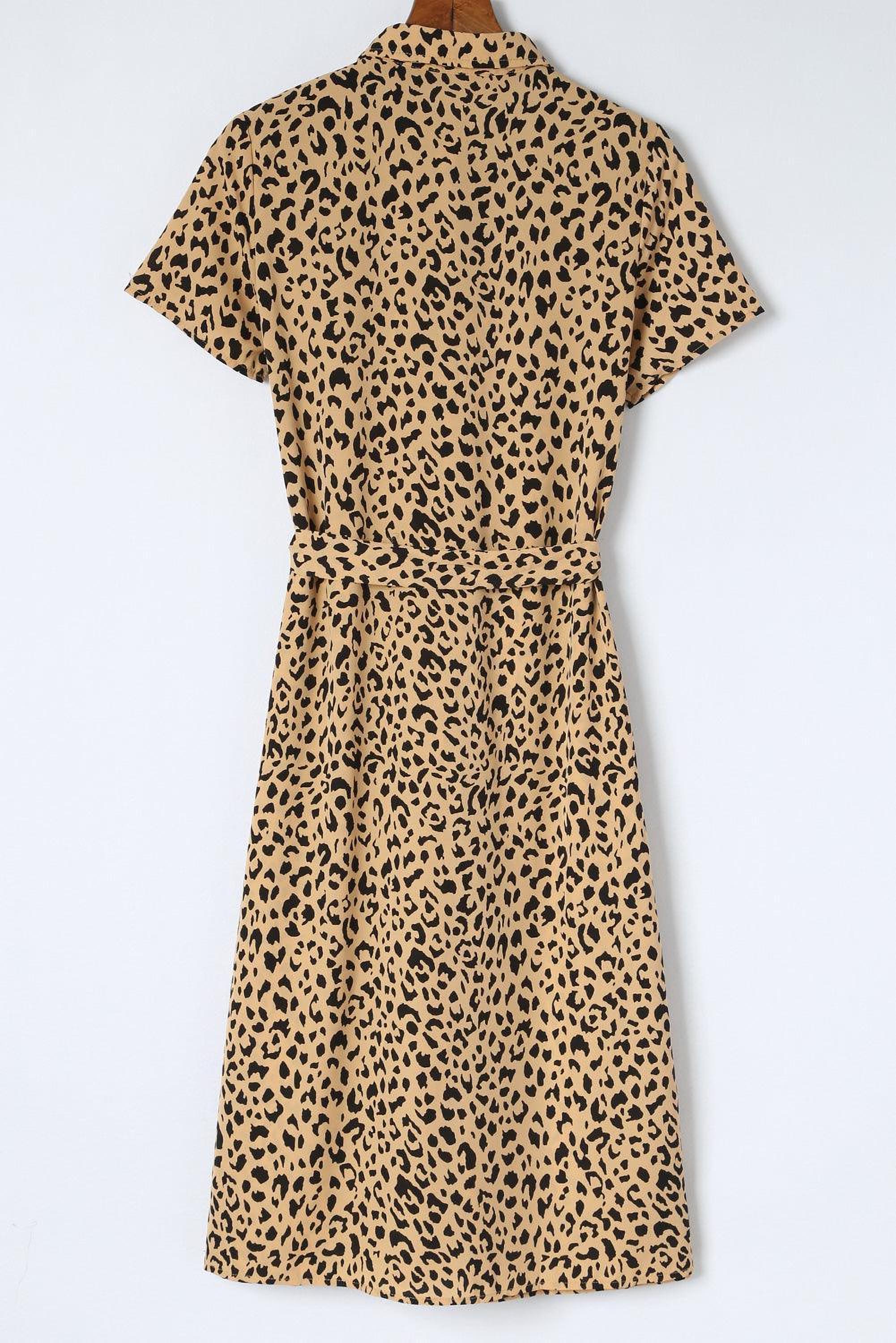 Robe midi à motif léopard avec col élégant