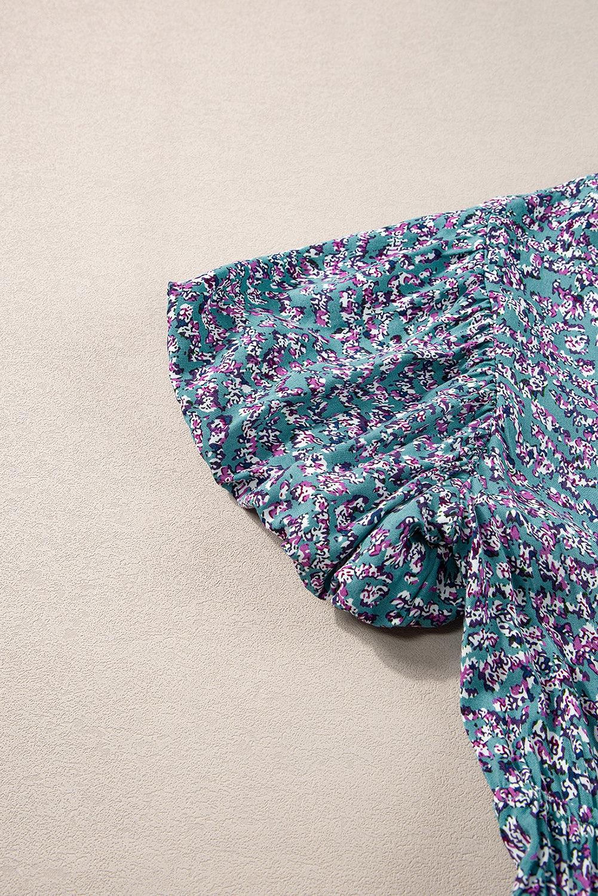 Robe maxi élégante à col en V avec imprimé floral