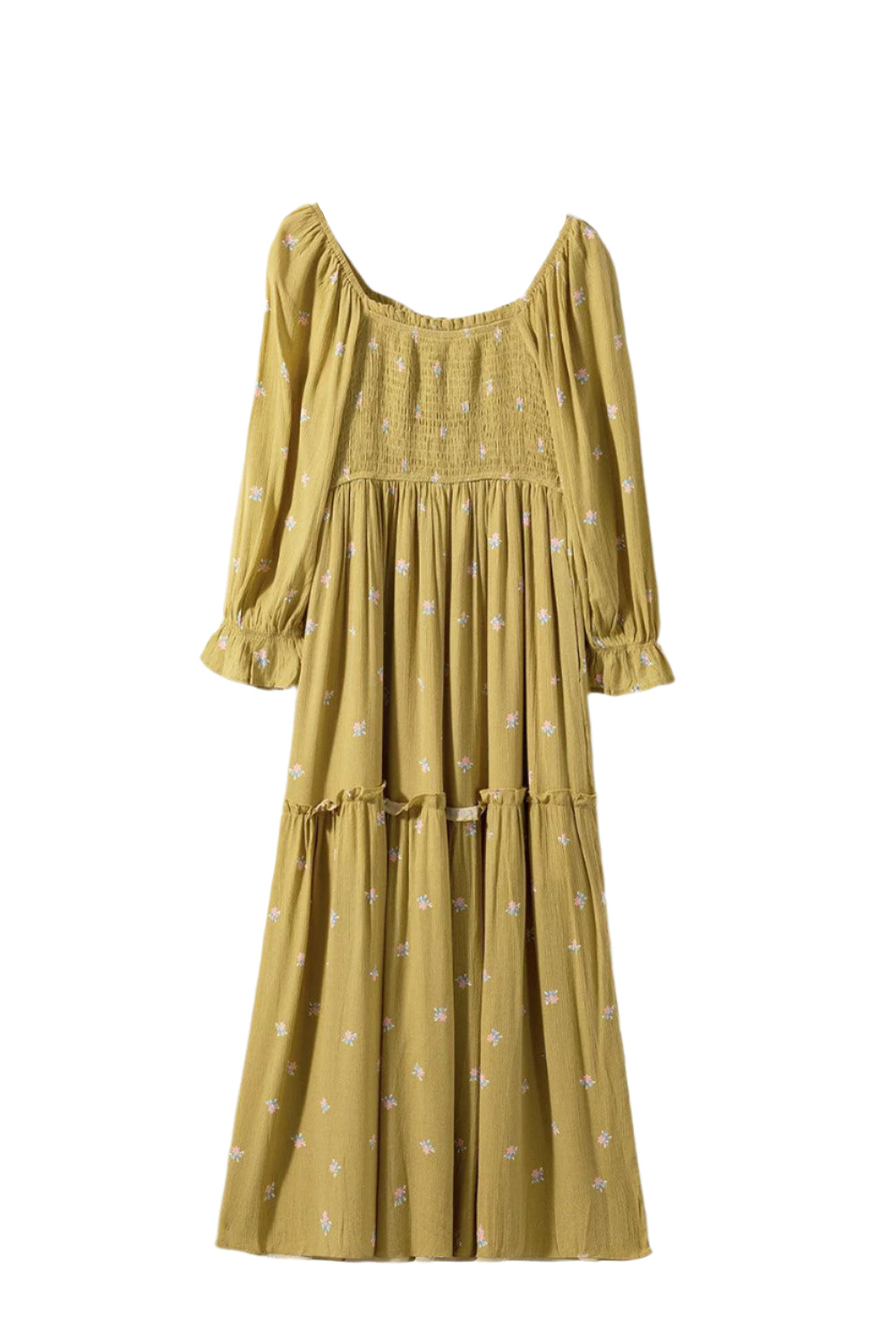 Robe midi boho imprimée avec volants