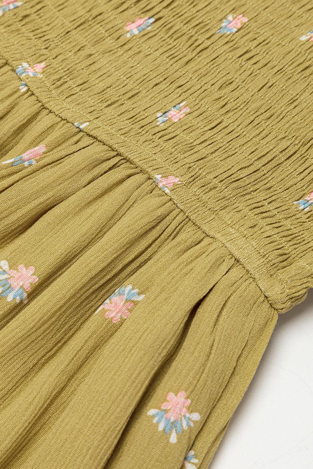 Robe midi boho imprimée avec volants
