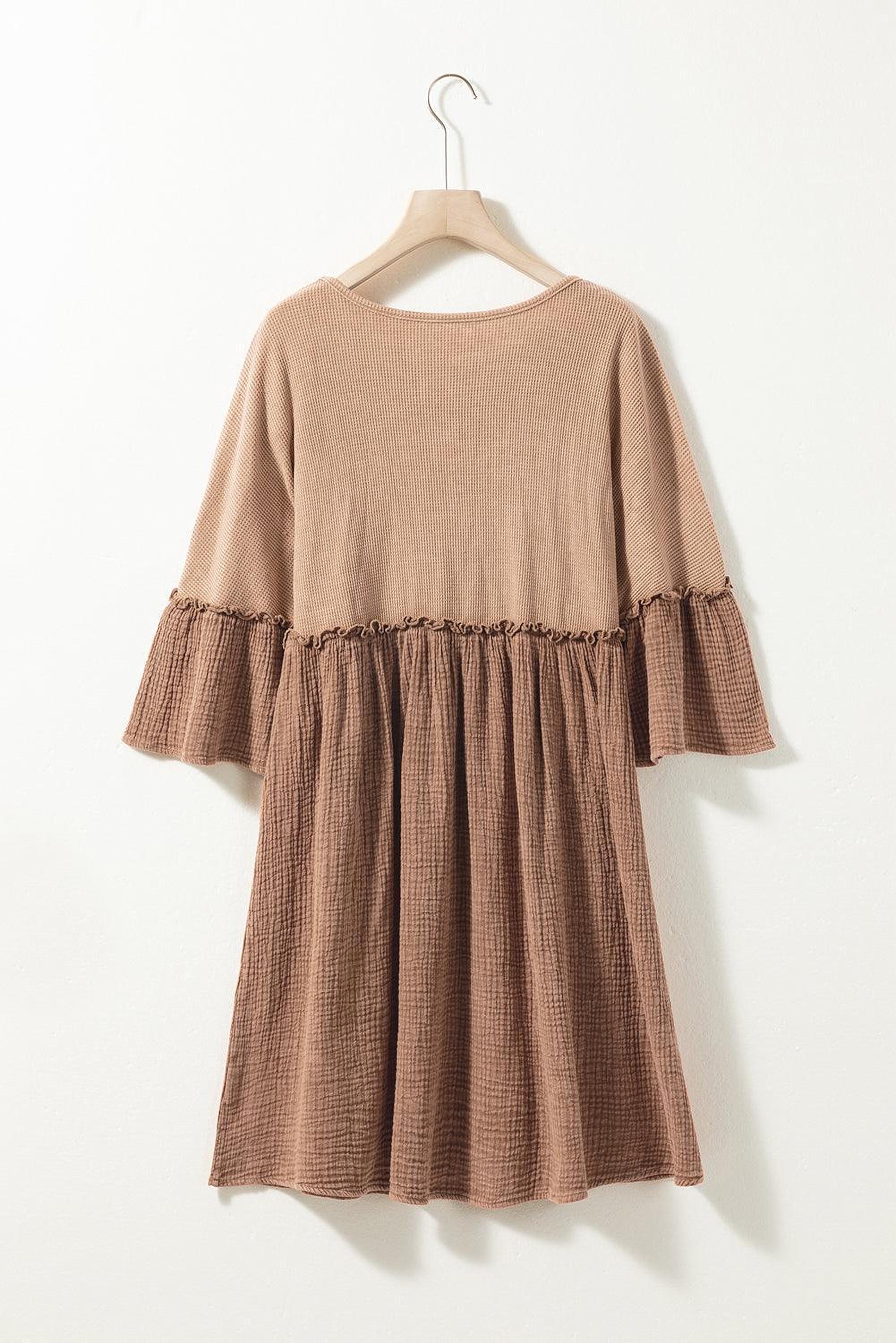 Robe patchwork en crêpe avec franges élégantes